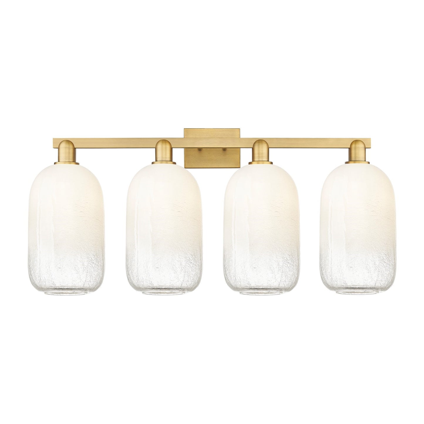 Innovations Brookhaven Cloche 34in 4-Light Bath Vanity | Industrial Brushed Brass Steel and Opal Glass | Bathroom & Powder Room | Model 716-4W-BB-G482-7OP