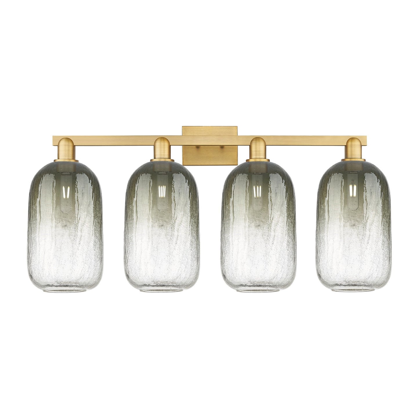 Innovations Brookhaven Cloche 34in 4-Light Bath Vanity | Industrial Brushed Brass Steel and Slate Glass | Entryway & Hallway | Model 716-4W-BB-G482-7SL