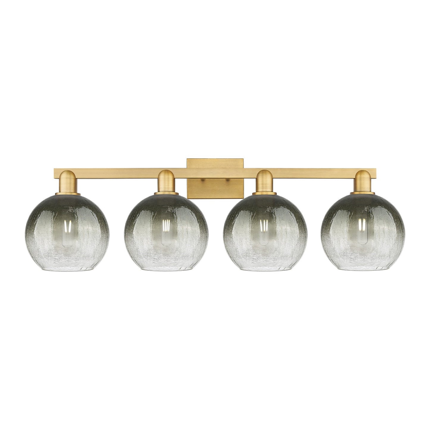 Innovations Brookhaven Globe 35in 4-Light Bath Vanity Light | Industrial Brushed Brass Steel and Slate Glass | Bathroom Vanity | Model 716-4W-BB-G483-8SL
