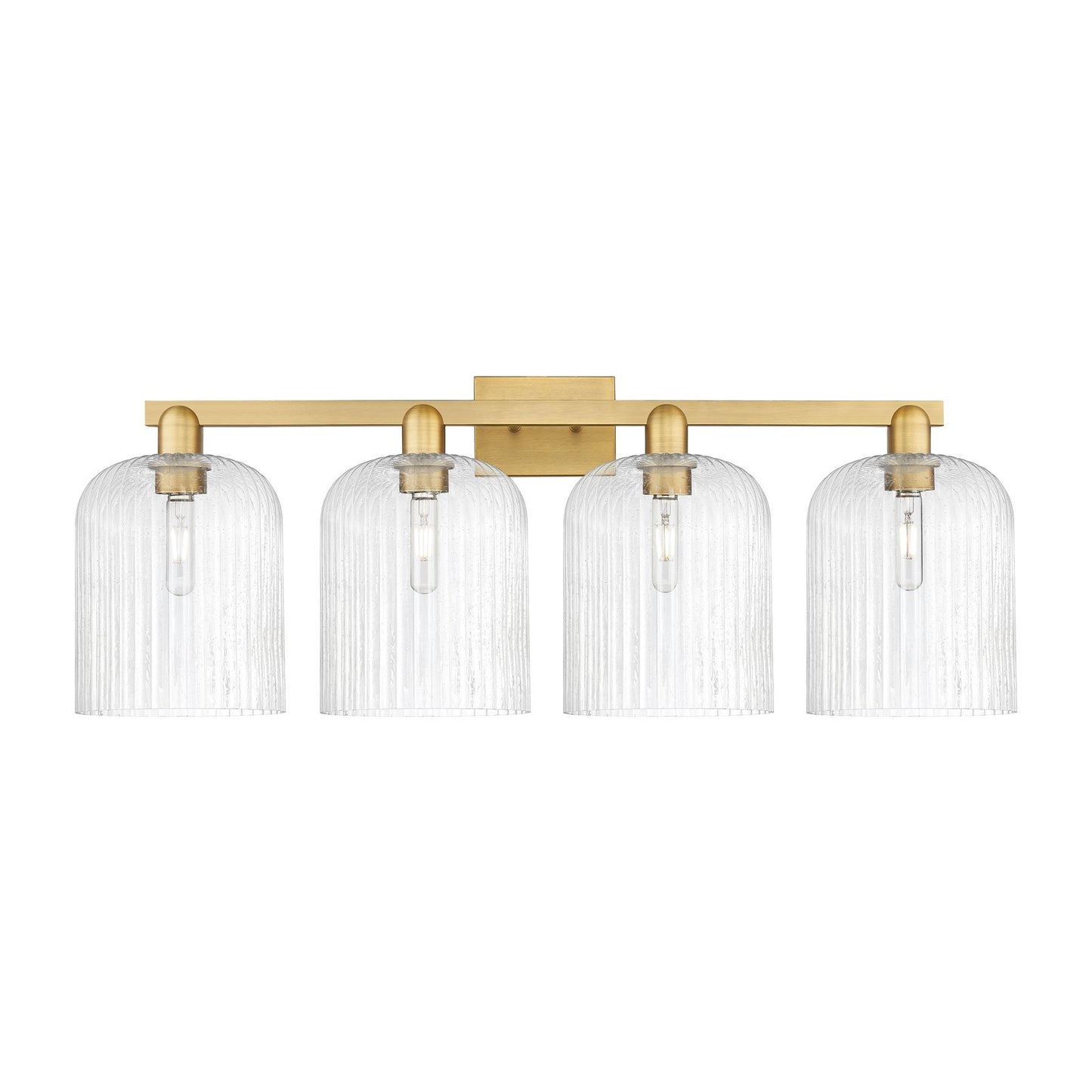 Innovations Bridal Veil 35in 4-Light Bath Vanity Light | Industrial Brushed Brass and Seedy Glass | Bathroom Vanity & Powder | Model 716-4W-BB-G559-8SDY