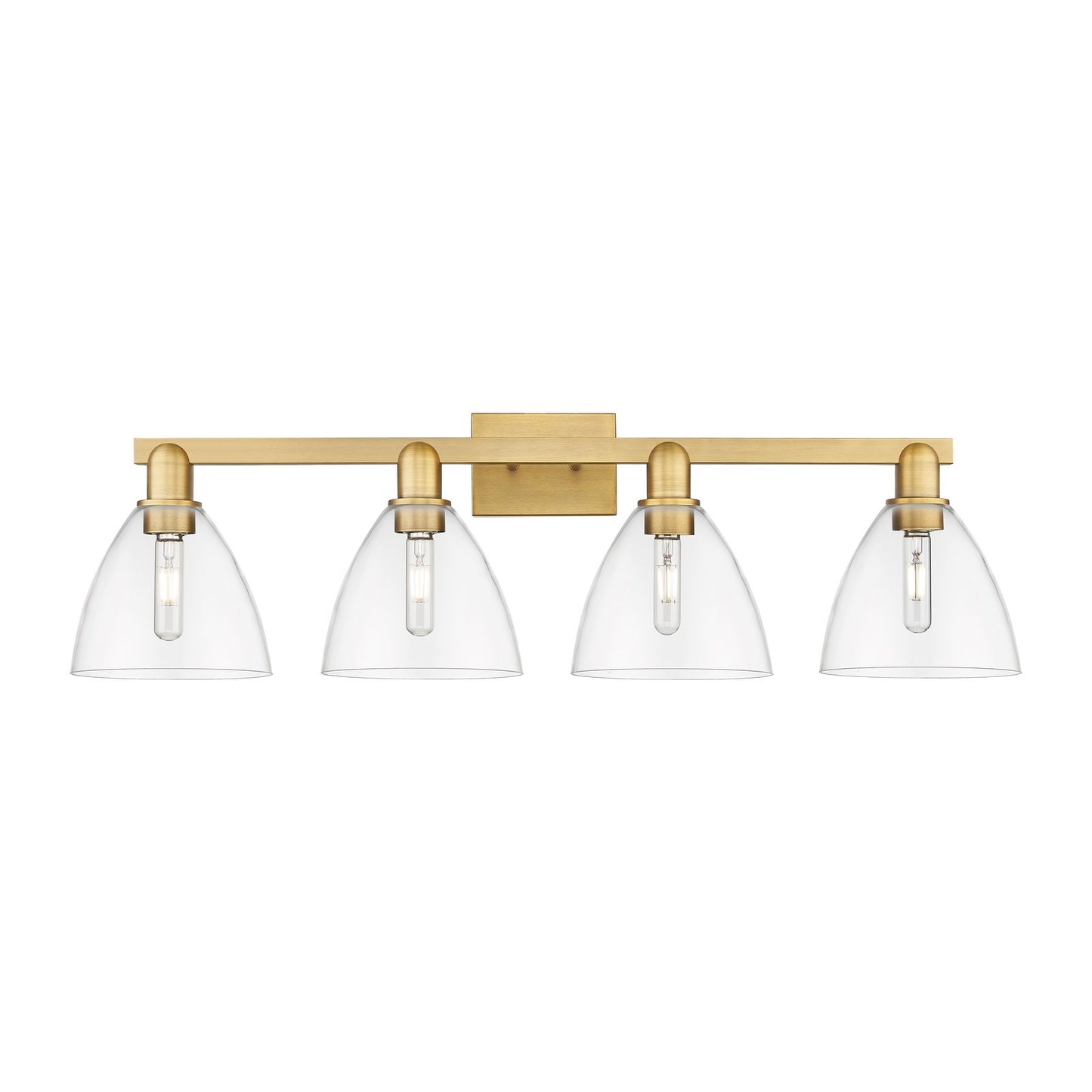 Innovations Bristol 35in 4-Light Bath Vanity Light | Industrial Brushed Brass Steel and Clear Glass | Bathroom Vanity & Powder | Model 716-4W-BB-GBD-752