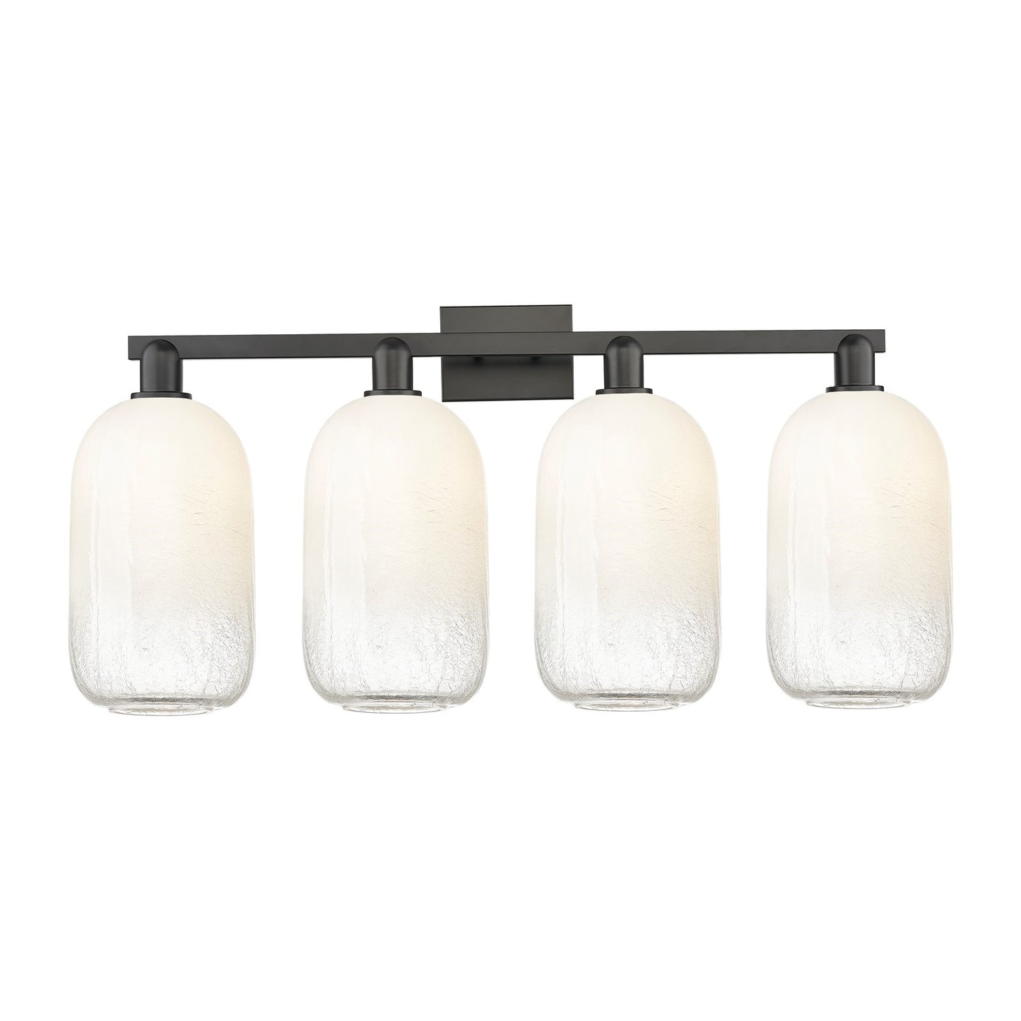 Innovations Brookhaven Cloche 34in 4-Light Bath Vanity | Industrial Matte Black Steel and Opal Glass | Bathroom & Powder Room | Model 716-4W-BK-G482-7OP