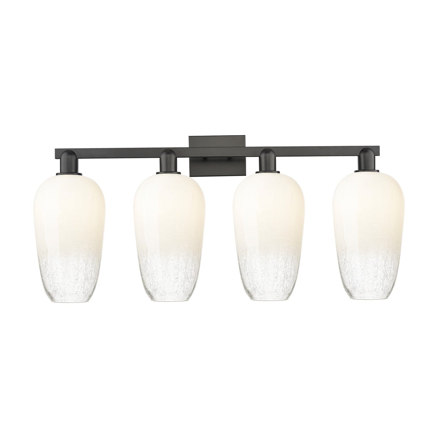 Innovations Brookhaven Flute 34in 4-Light Bath Vanity | Industrial Matte Black Steel and Opal Glass | Bathroom Vanity | Model 716-4W-BK-G484-7OP