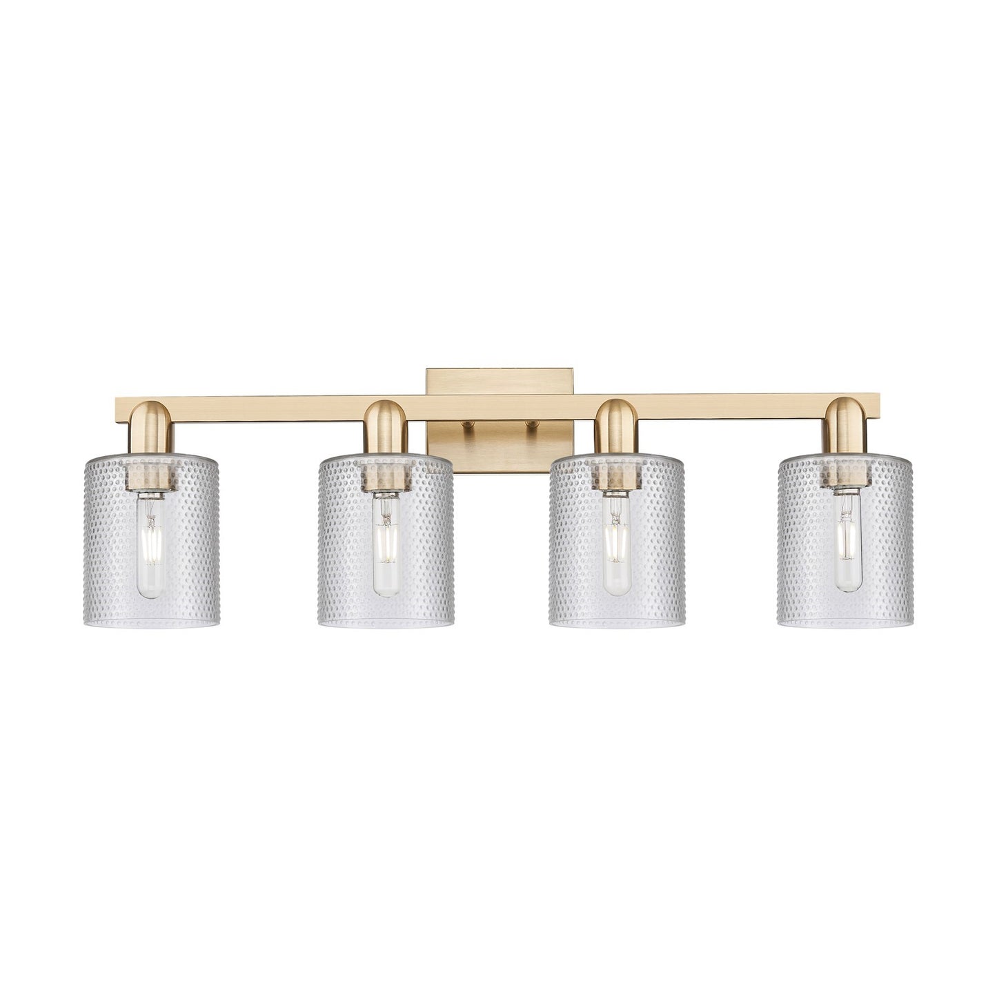 Innovations Cobbleskill 32in 4-Light Bath Vanity Light | Industrial Champagne Bronze Steel and Clear Glass | Bathroom Vanity | Model 716-4W-CB-G112