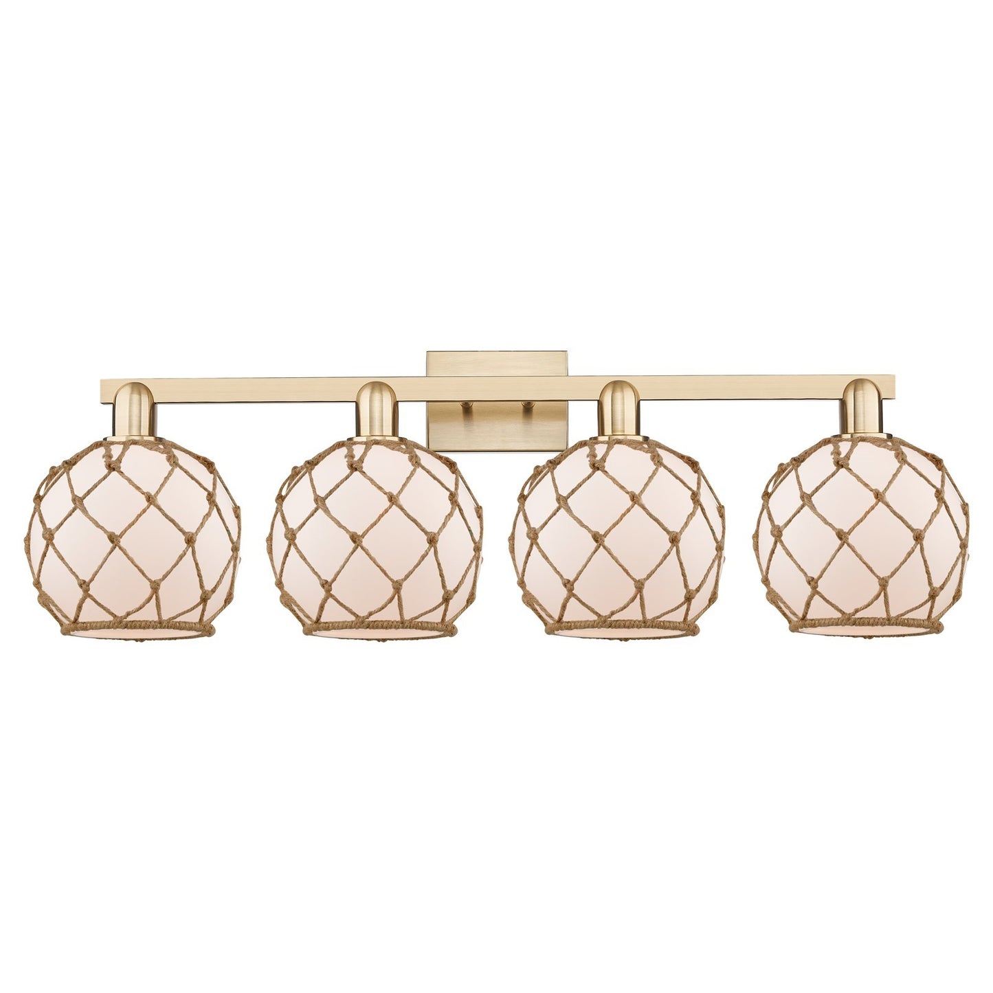 Innovations Farmhouse Rope 35in 4-Light Bath Vanity | Industrial Champagne Bronze Steel and Cast Brass with White Frosted Glass | Model 716-4W-CB-G121-8RB