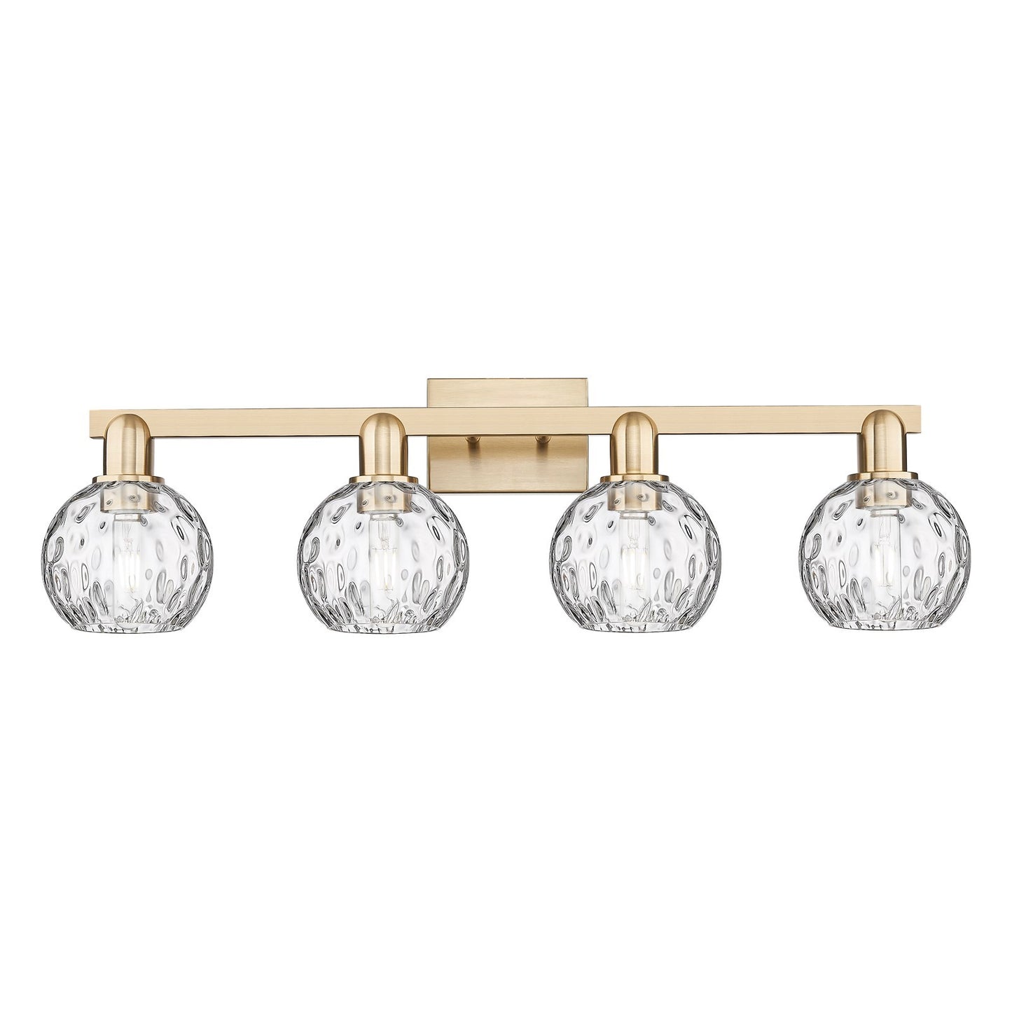 Innovations Athens Water Glass 33in 4-Light Bath Vanity Light | Industrial Champagne Bronze Steel and Clear Water Glass | Model 716-4W-CB-G1215-6