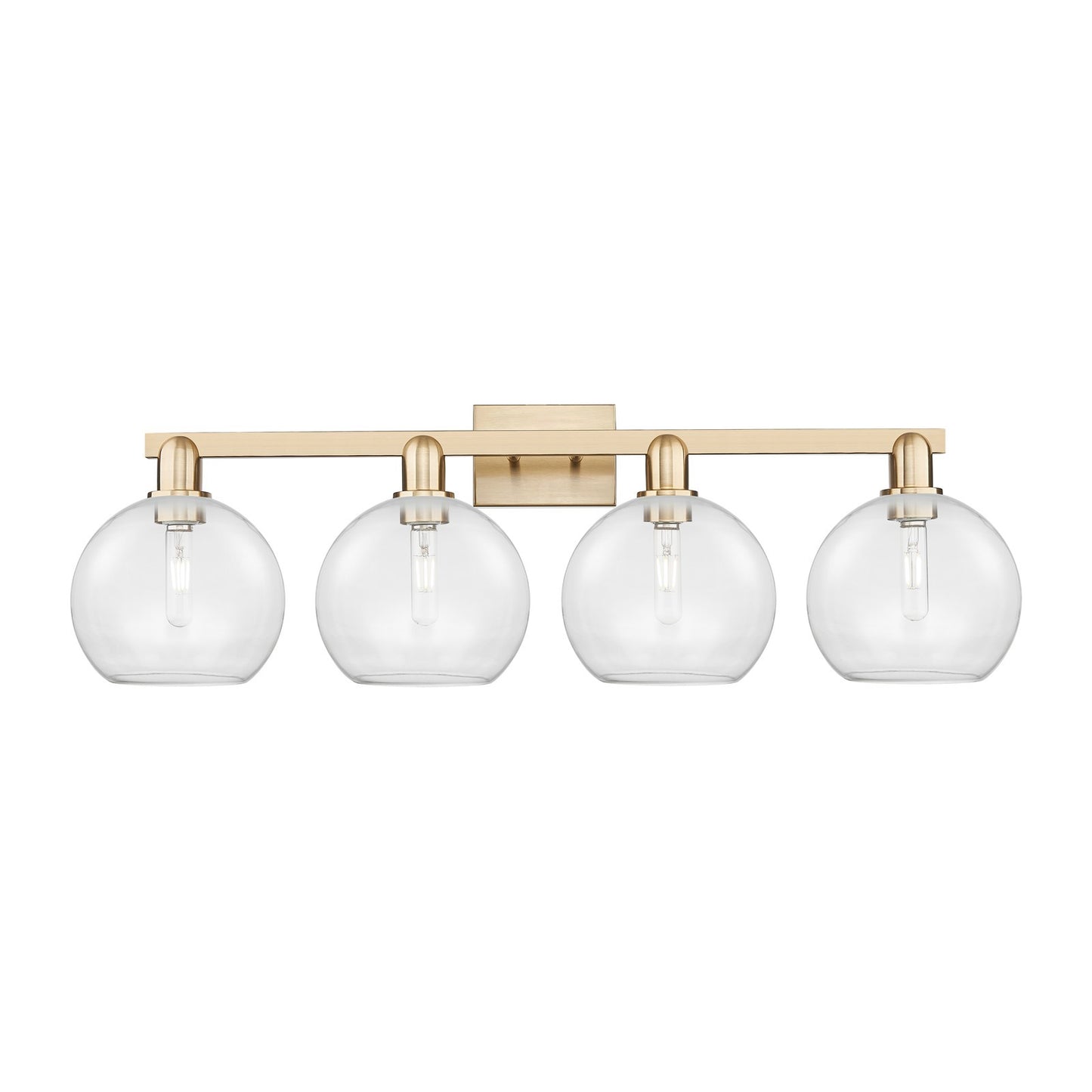 Innovations Athens 35in 4-Light Bath Vanity Light | Industrial Champagne Bronze Steel and Clear Glass | Bathroom Vanity & Powder | Model 716-4W-CB-G122-8