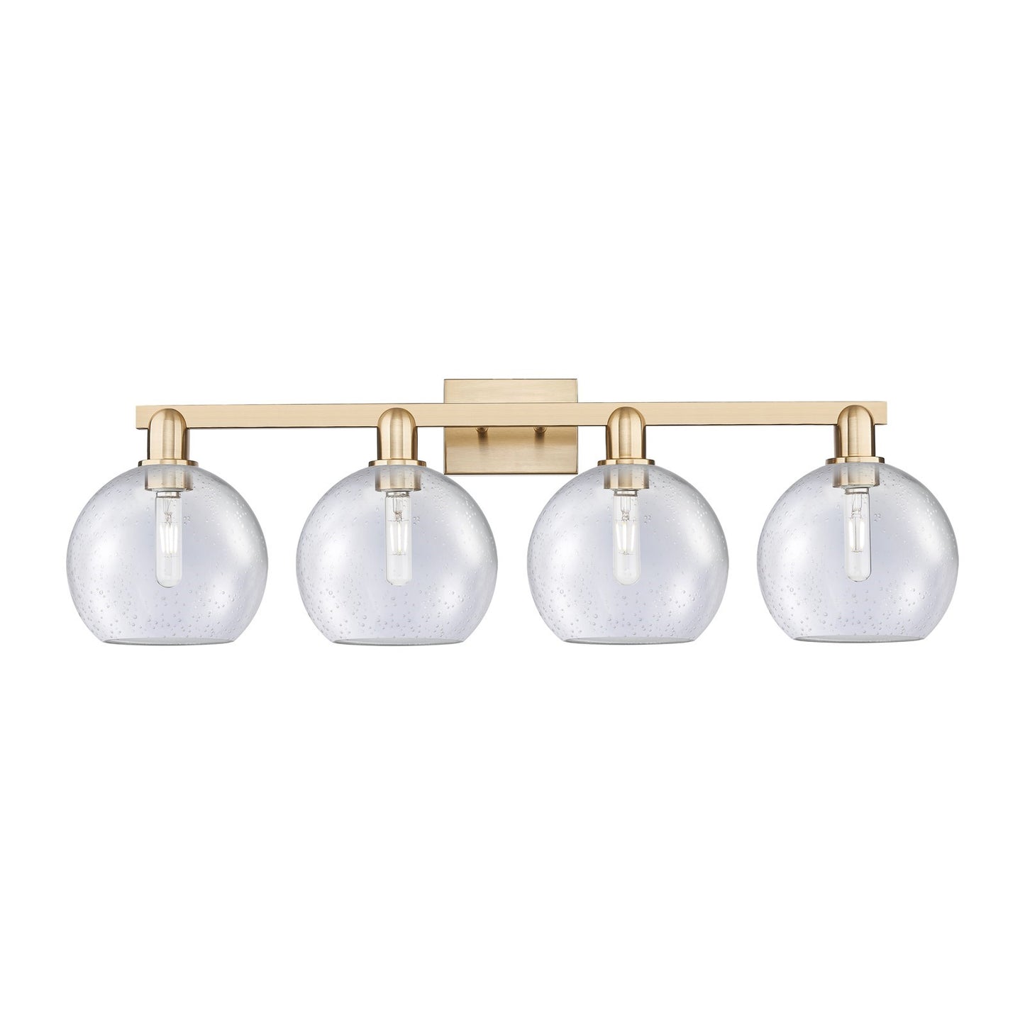 Innovations Athens 35in 4-Light Bathroom Vanity Light | Industrial Champagne Bronze Steel and Seedy Glass | Bathroom Vanity & | Model 716-4W-CB-G124-8