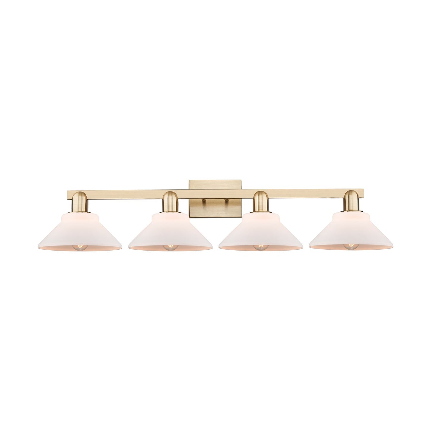 Innovations Orwell 35in 4-Light Bath Vanity Light | Industrial Champagne Bronze Steel and Matte White Glass | Bathroom Vanity Light | Model 716-4W-CB-G131