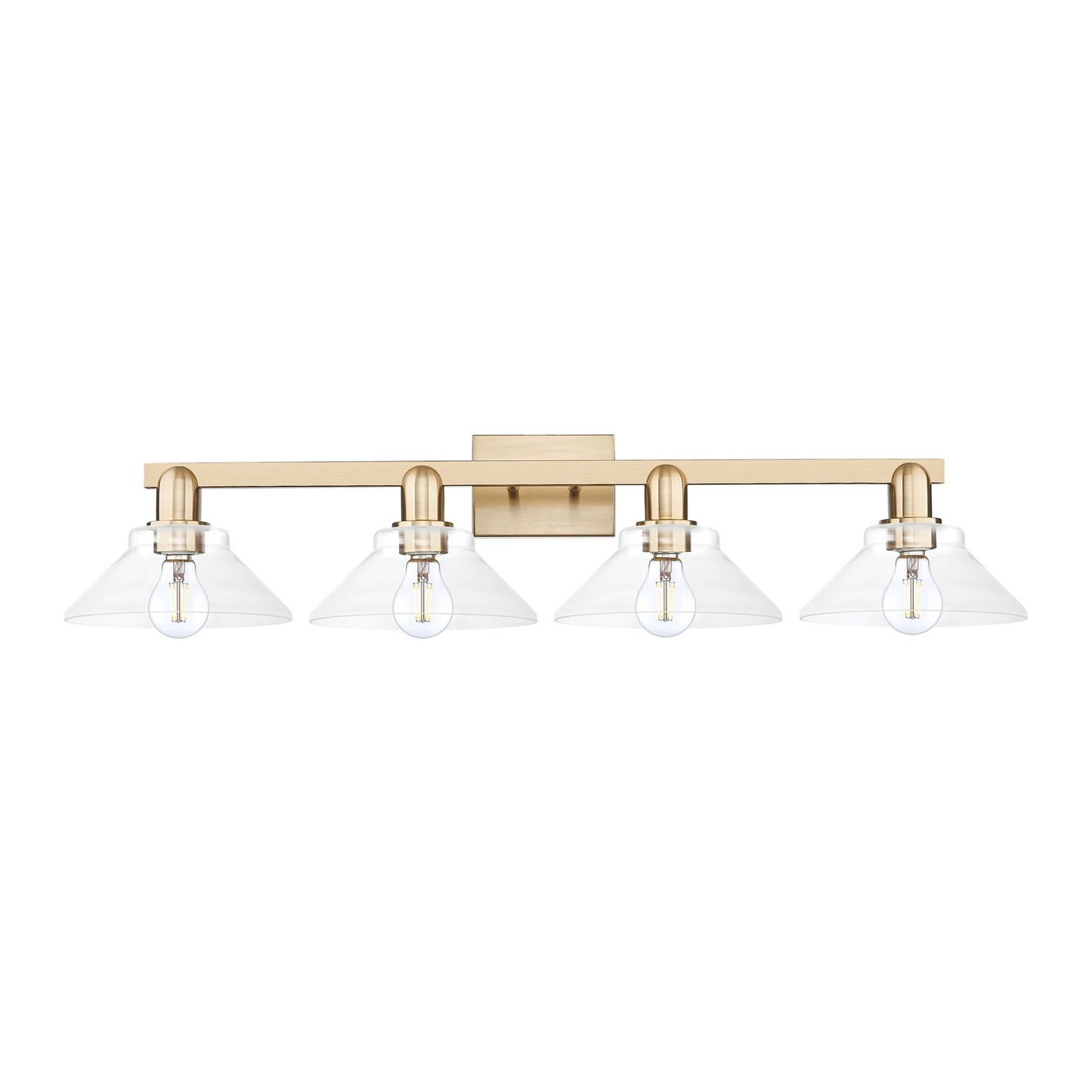 Innovations Orwell 35in 4-Light Bath Vanity Light | Industrial Champagne Bronze Steel and Clear Glass | Bathroom Vanity | Model 716-4W-CB-G132