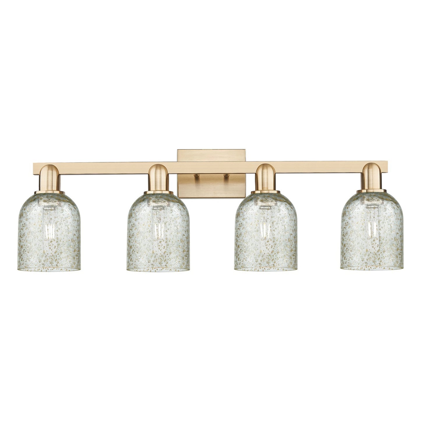 Innovations Caledonia 32in 4-Light Bath Vanity Light | Industrial Champagne Bronze Steel and Mica Glass | Bathroom Vanity | Model 716-4W-CB-G259