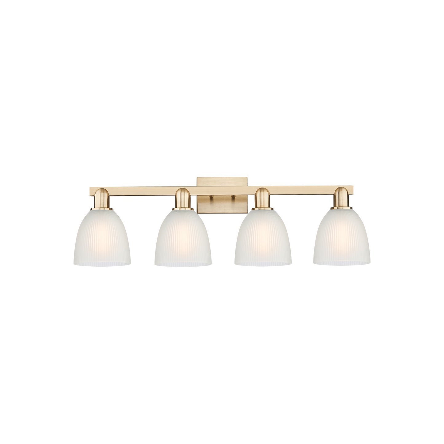 Innovations Castile 33in 4-Light Bath Vanity Light | Industrial Champagne Bronze Steel and White Glass | Bathroom Vanity & Powder | Model 716-4W-CB-G381