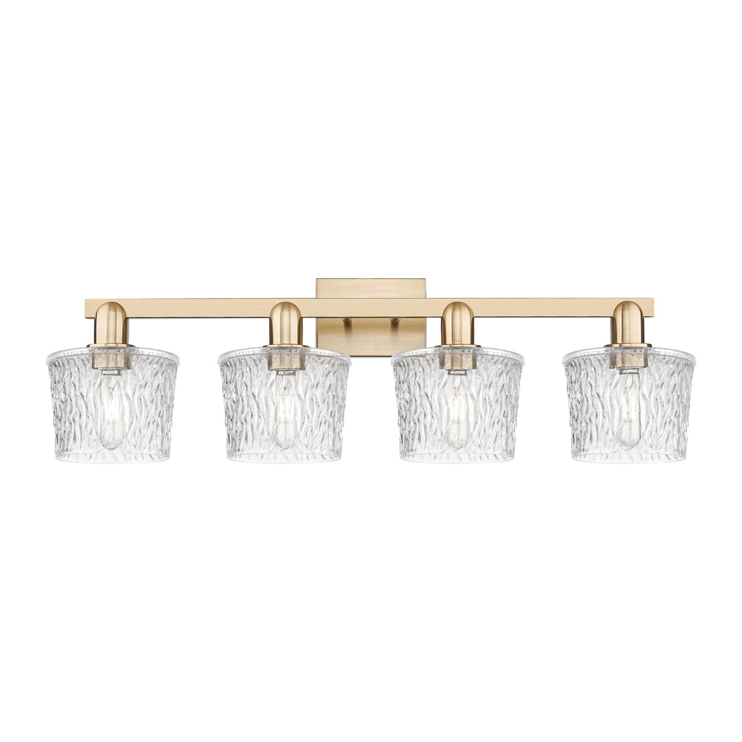 Innovations Niagara 34in 4-Light Bath Vanity Light | Industrial Champagne Bronze Steel and Clear Glass | Entryway & Bathroom | Model 716-4W-CB-G402