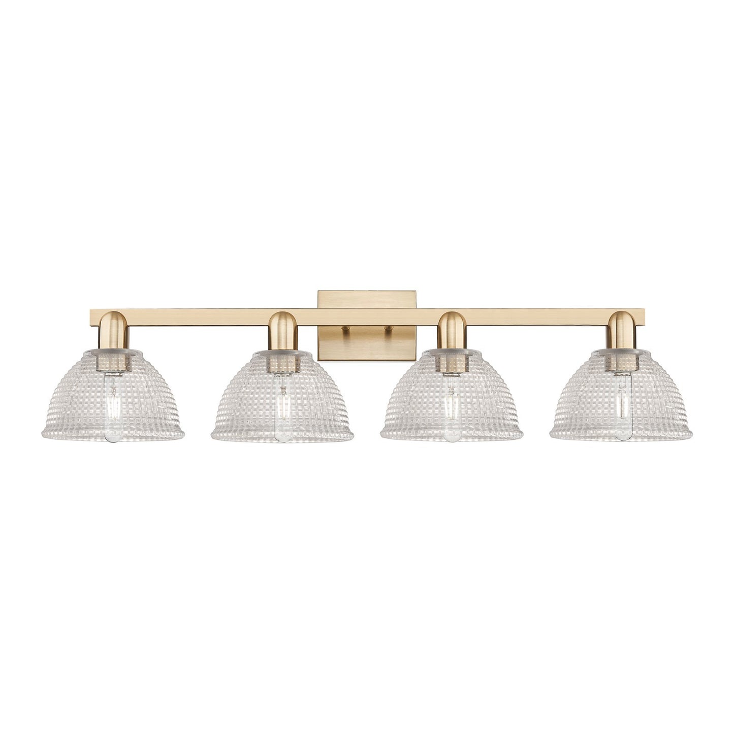 Innovations Arietta 35in 4-Light Bath Vanity Light | Industrial Champagne Bronze Steel and Clear Glass | Bathroom Vanity Light | Model 716-4W-CB-G422