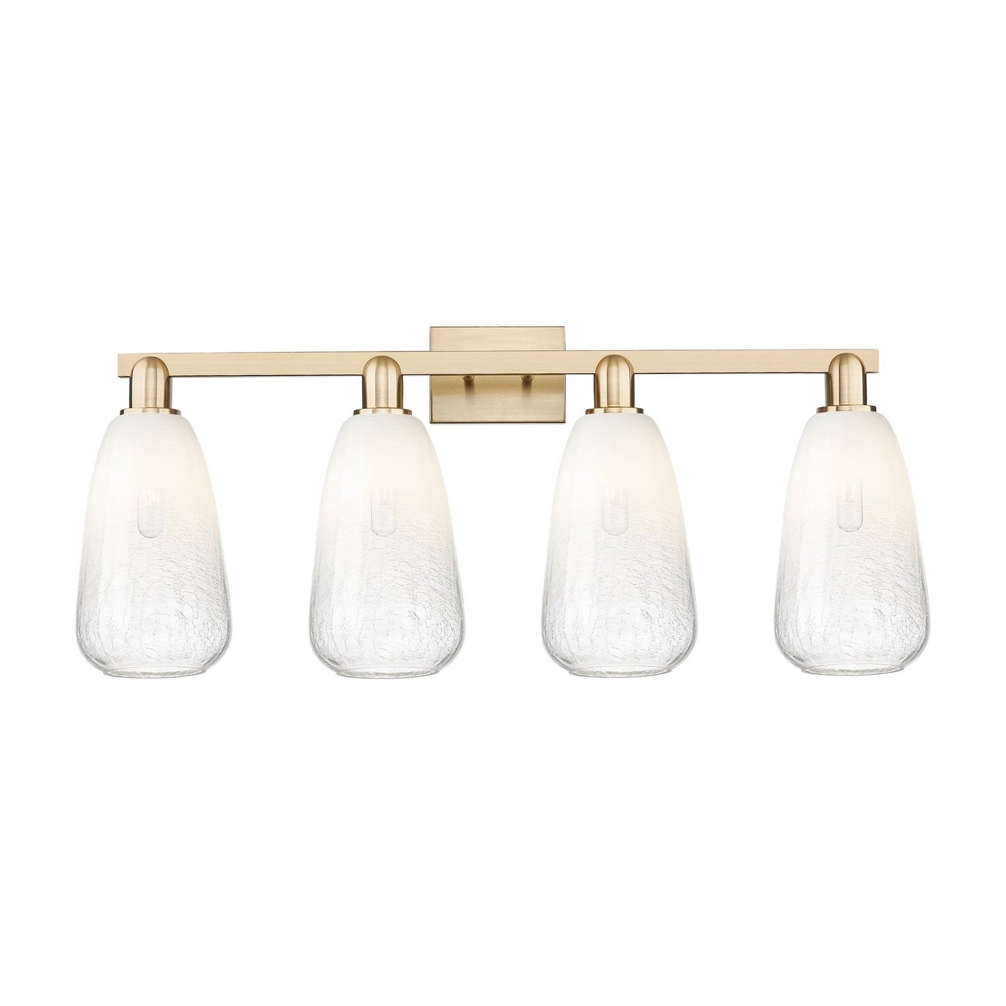 Innovations Brookhaven Almond 33in 4-Light Bath Vanity Light | Industrial Champagne Bronze and Opal Glass | Damp Rated Bathroom | Model 716-4W-CB-G480-6OP