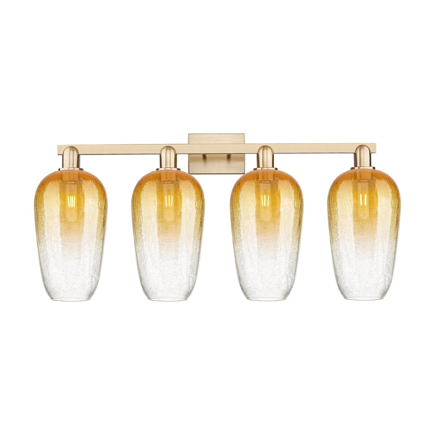 Innovations Brookhaven Flute 34in 4-Light Bath Vanity | Industrial Champagne Bronze Steel and Amber Glass | Bathroom Vanity | Model 716-4W-CB-G484-7AM