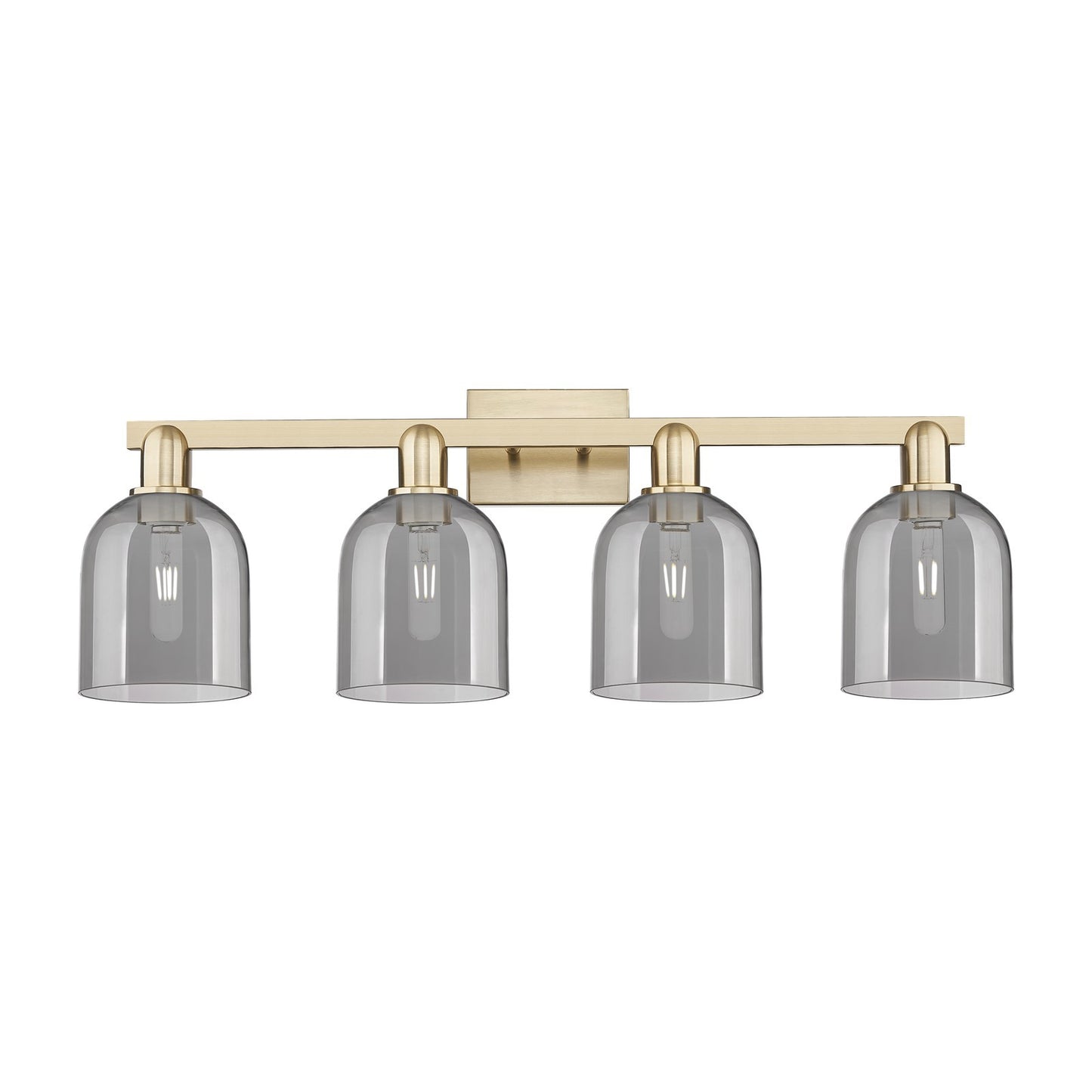 Innovations Bella 33in 4-Light Bath Vanity Light | Industrial Champagne Bronze Steel and Light Smoke Glass | Bathroom Vanity | Model 716-4W-CB-G558-6SM