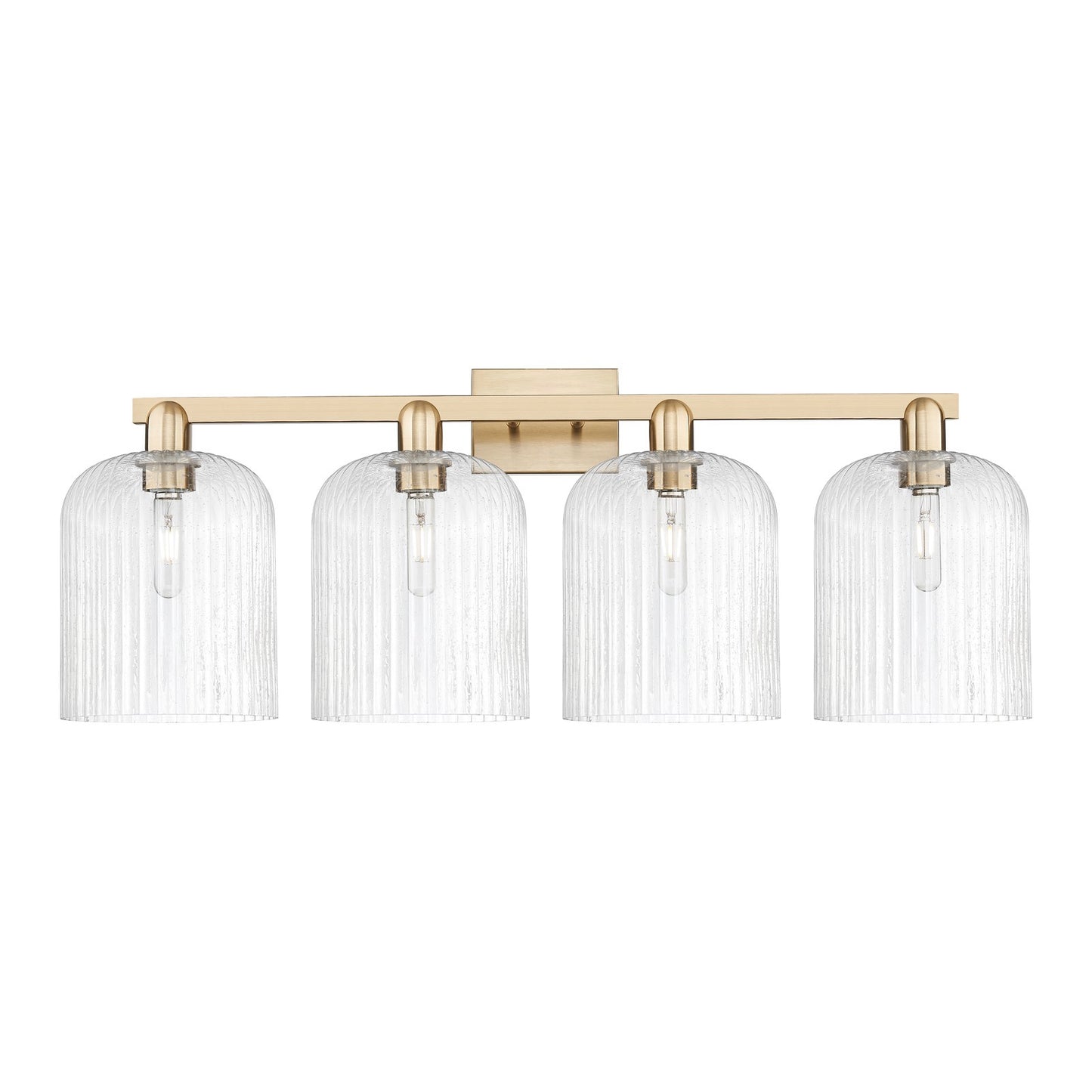 Innovations Bridal Veil 35in 4-Light Bath Vanity Light | Industrial Champagne Bronze Steel and Seedy Ribbed Glass | Bathroom | Model 716-4W-CB-G559-8SDY
