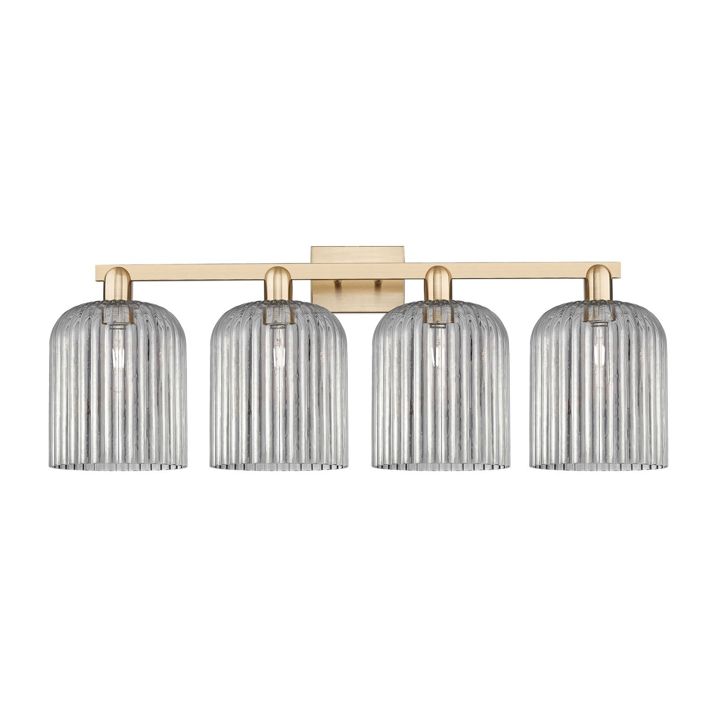 Innovations Bridal Veil 35in 4-Light Bath Vanity Light | Industrial Champagne Bronze Steel and Light Smoke Ribbed Glass | Model 716-4W-CB-G559-8SM
