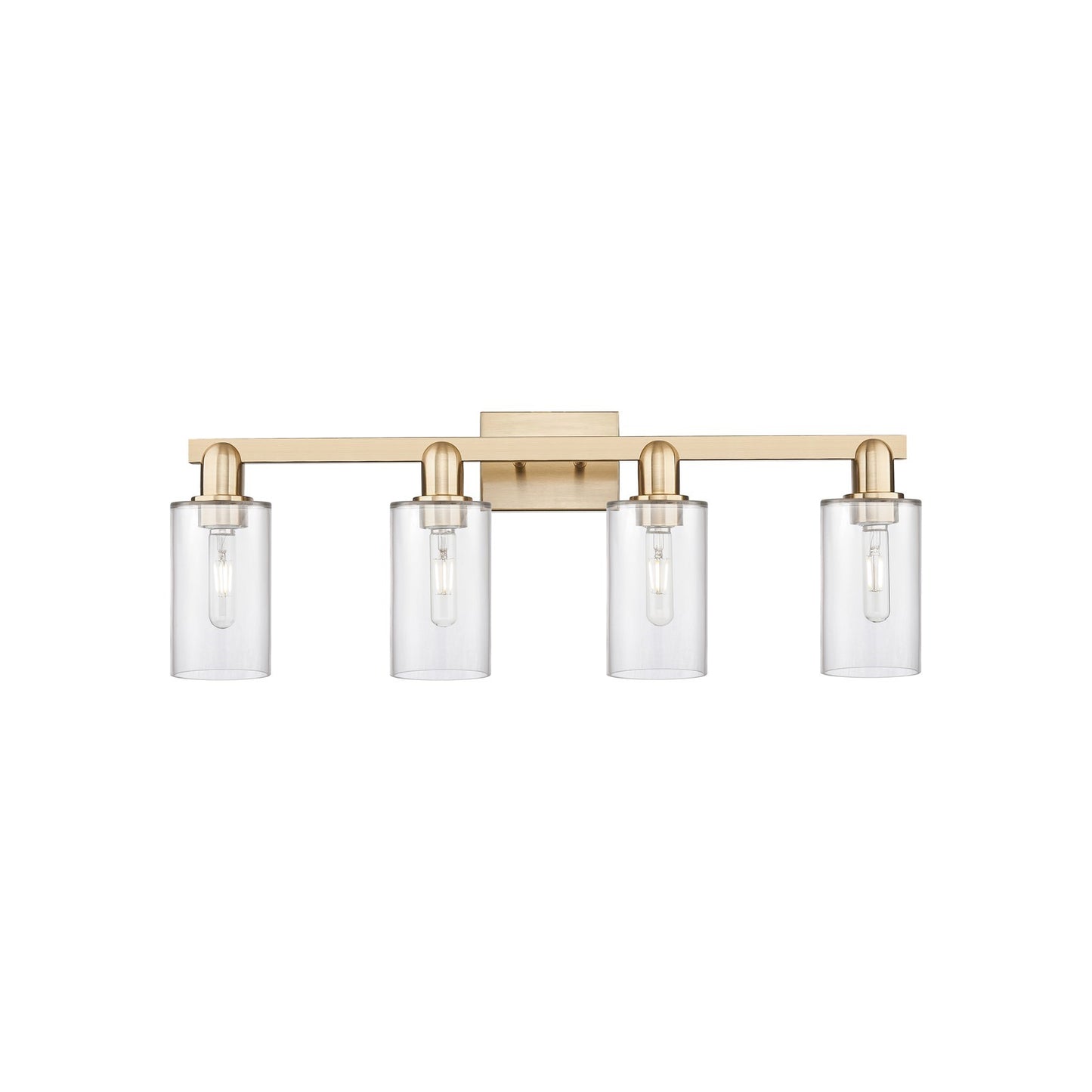 Innovations Clymer 31in 4-Light Bath Vanity Light | Industrial Champagne Bronze Steel and Clear Glass | Bathroom Vanity | Model 716-4W-CB-G802