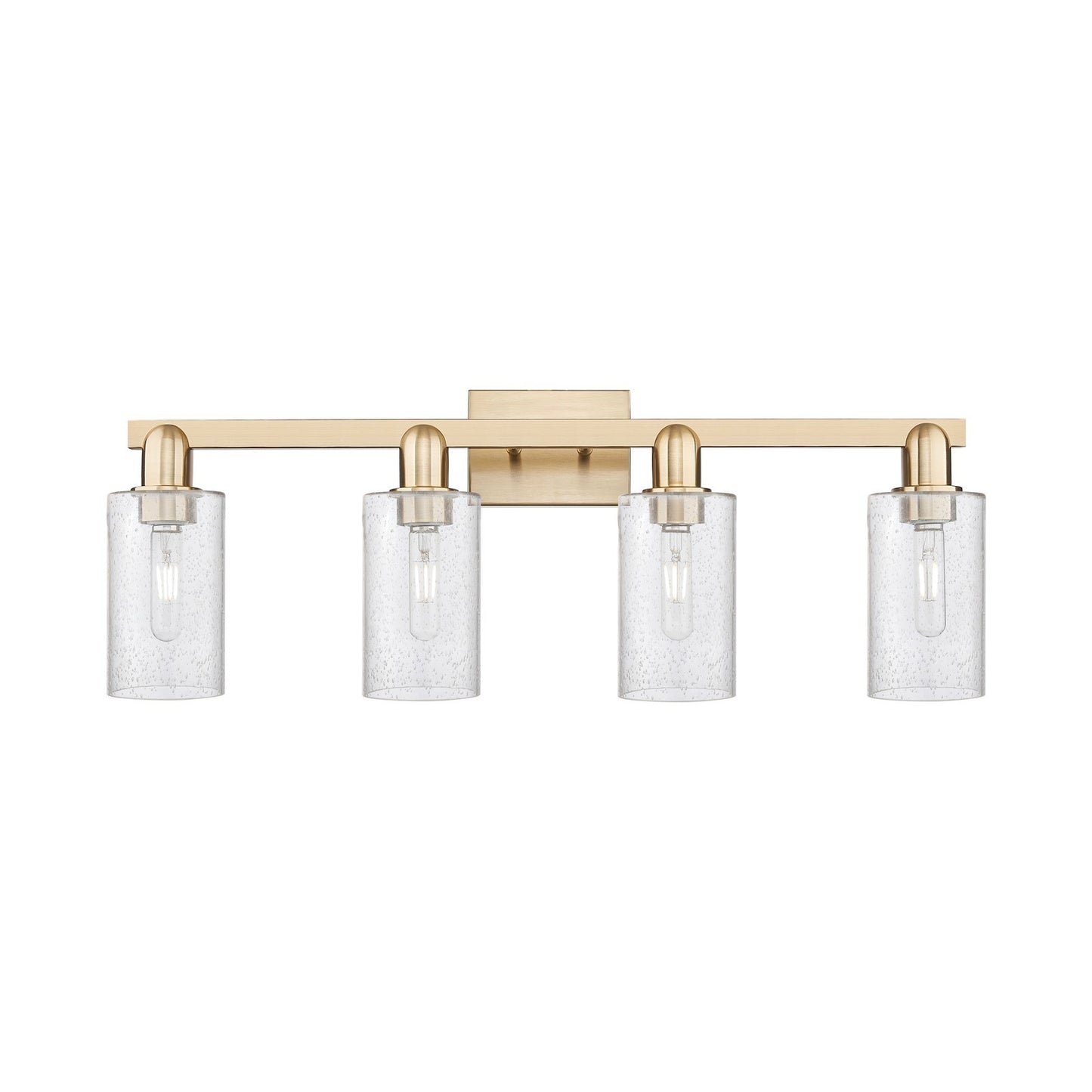 Innovations Clymer 31in 4-Light Bath Vanity Light | Industrial Champagne Bronze Steel and Seedy Glass | Bathroom Vanity & Powder | Model 716-4W-CB-G804