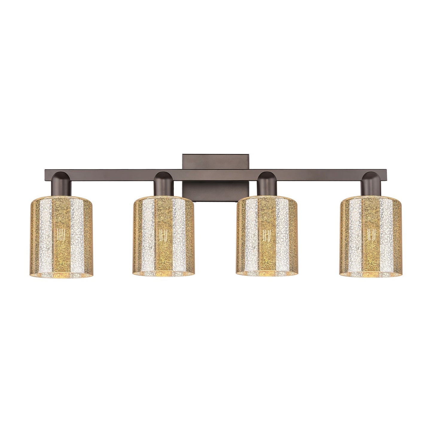 Innovations Cobbleskill 32in 4-Light Bath Vanity Light | Industrial Oil Rubbed Bronze Steel and Mercury Glass | Bathroom Vanity | Model 716-4W-OB-G116