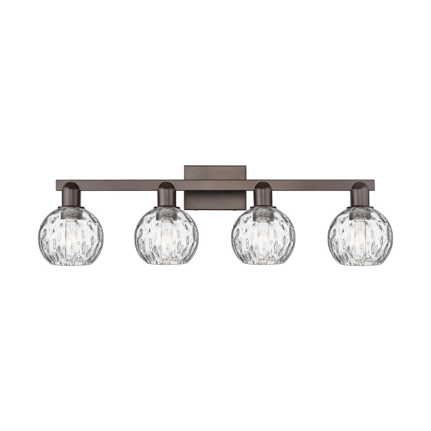Innovations Athens 33in 4-Light Bath Vanity Light | Industrial Oil Rubbed Bronze and Clear Water Glass | Bathroom Vanity & | Model 716-4W-OB-G1215-6