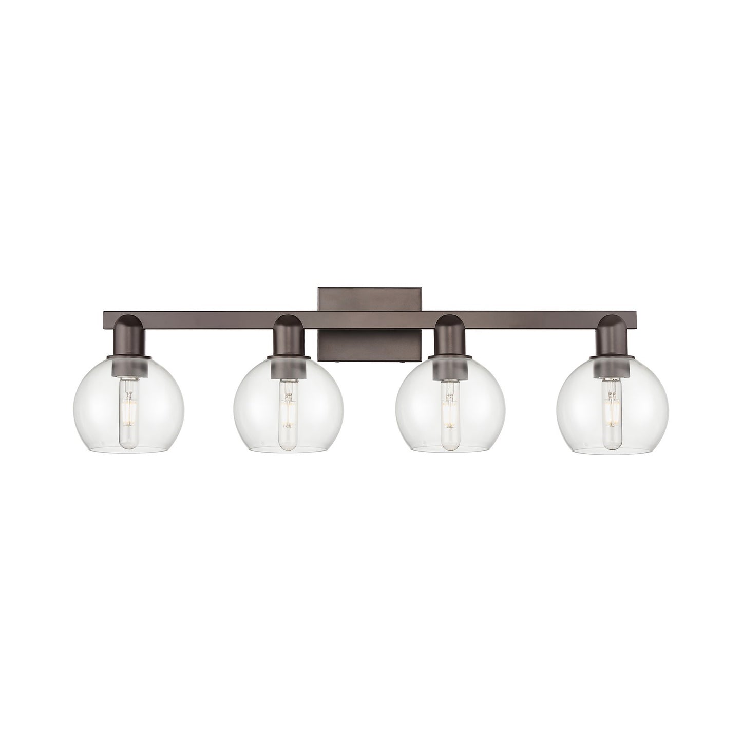 Innovations Athens 33in 4-Light Bath Vanity | Industrial Oil Rubbed Bronze Steel and Clear Glass | Bathroom Vanity Light | Model 716-4W-OB-G122-6