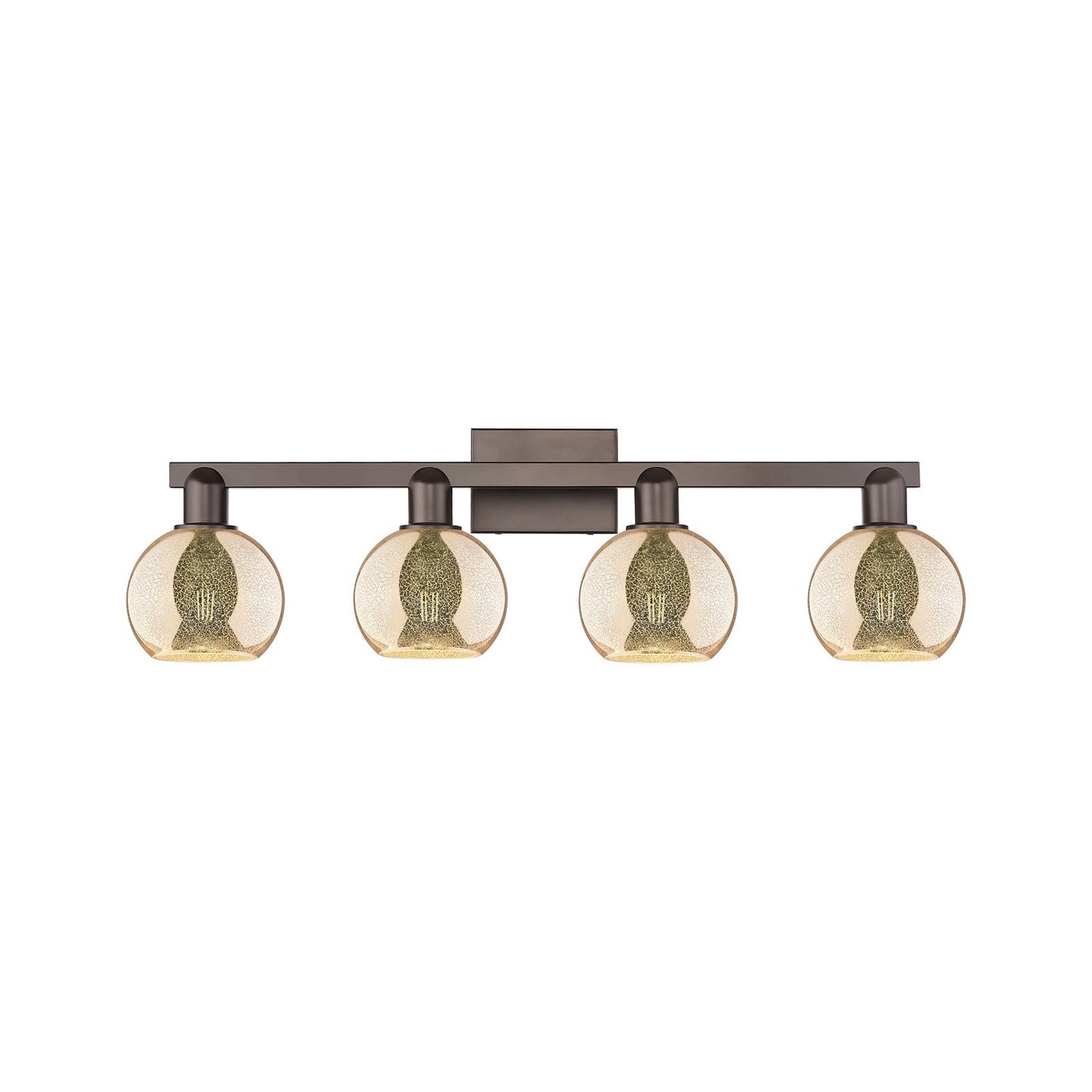 Innovations Athens 33in 4-Light Bath Vanity | Industrial Oil Rubbed Bronze Steel and Mercury Glass | Bathroom Vanity & Powder | Model 716-4W-OB-G128-6