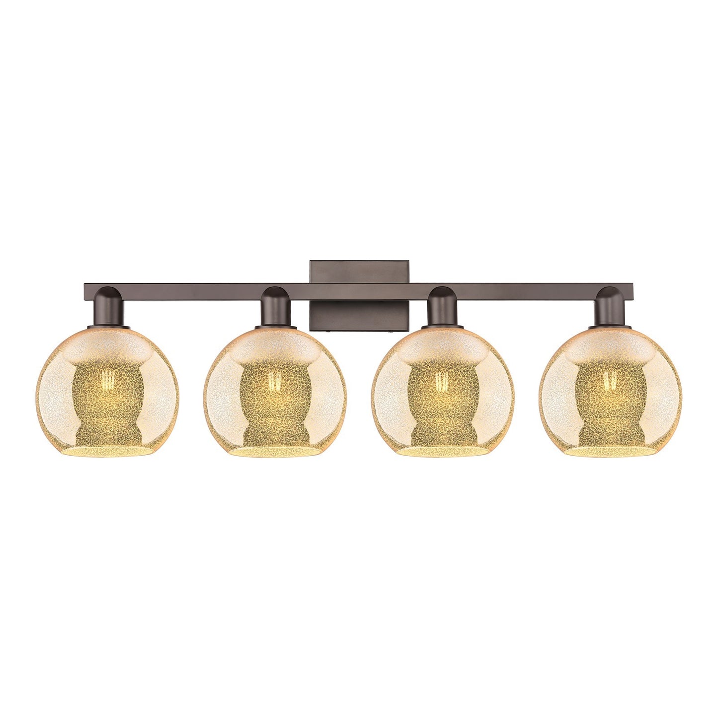 Innovations Athens 35in 4-Light Bath Vanity Light | Industrial Oil Rubbed Bronze Steel and Mercury Glass | Bathroom Vanity | Model 716-4W-OB-G128-8