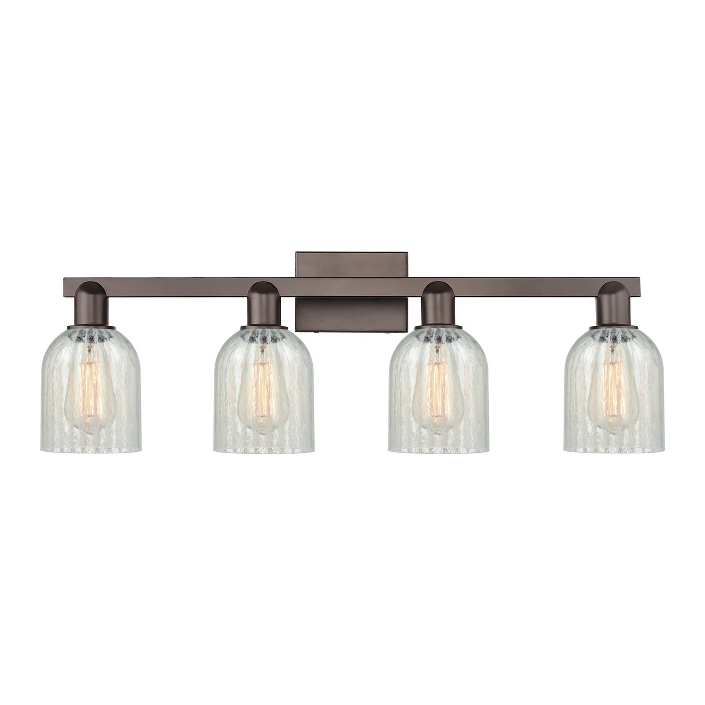 Innovations Caledonia 32in 4-Light Bath Vanity Light | Industrial Oil Rubbed Bronze and Mouchette Glass | Bathroom Vanity | Model 716-4W-OB-G2511