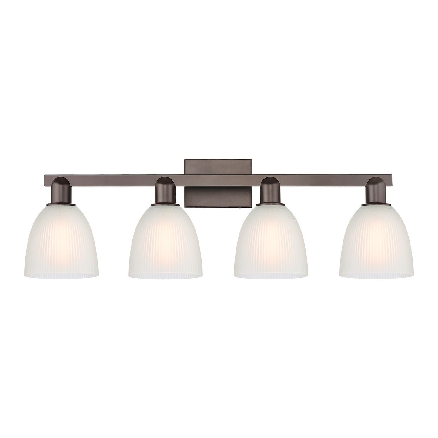 Innovations Castile 33in 4-Light Bath Vanity Light | Industrial Oil Rubbed Bronze Steel and White Glass | Bathroom Vanity | Model 716-4W-OB-G381