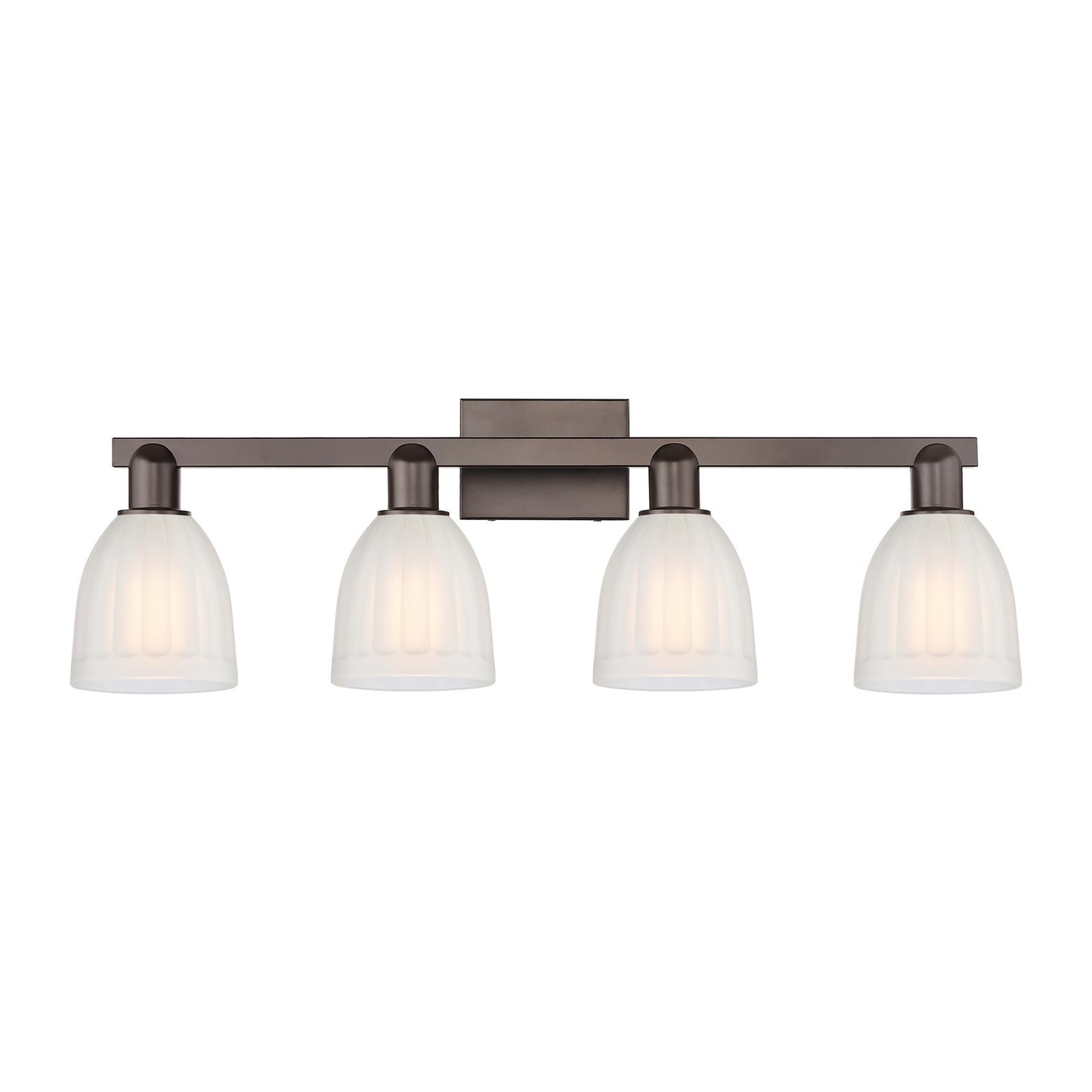 Innovations Brookfield 33in 4-Light Bath Vanity | Industrial Oil Rubbed Bronze and White Frosted Glass | Bathroom Vanity Light | Model 716-4W-OB-G441