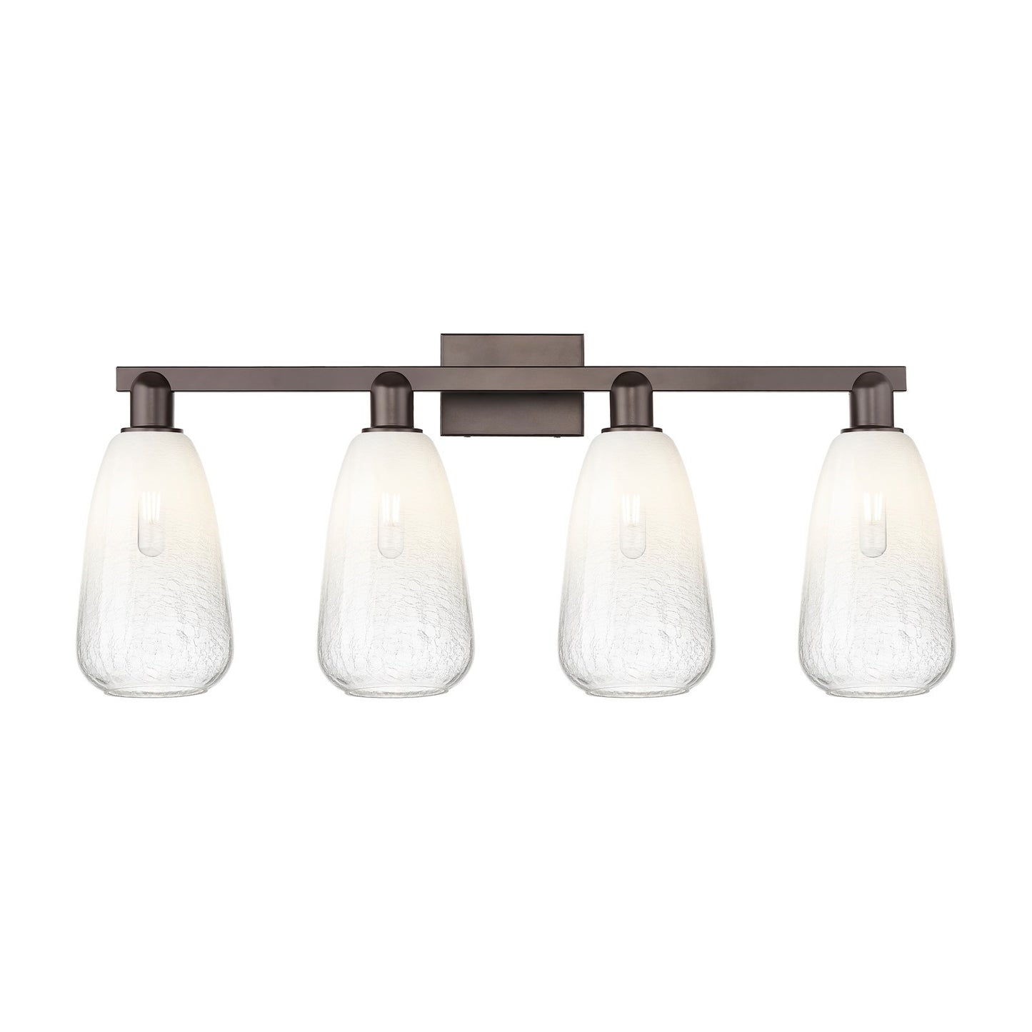 Innovations Brookhaven Almond 33in 4-Light Bath Vanity Light | Industrial Oil Rubbed Bronze Steel and Opal Glass | Bathroom | Model 716-4W-OB-G480-6OP