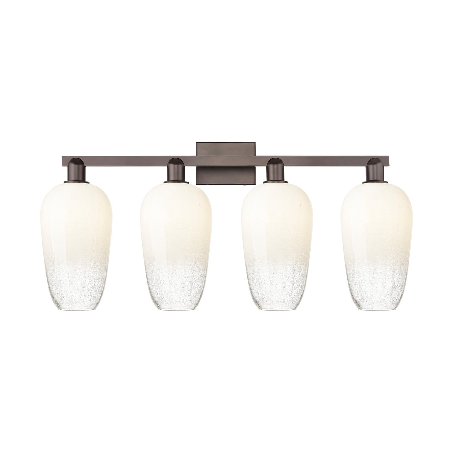 Innovations Brookhaven Flute 34in 4-Light Bath Vanity Light | Industrial Oil Rubbed Bronze and Opal Glass | Damp Rated Bathroom | Model 716-4W-OB-G484-7OP