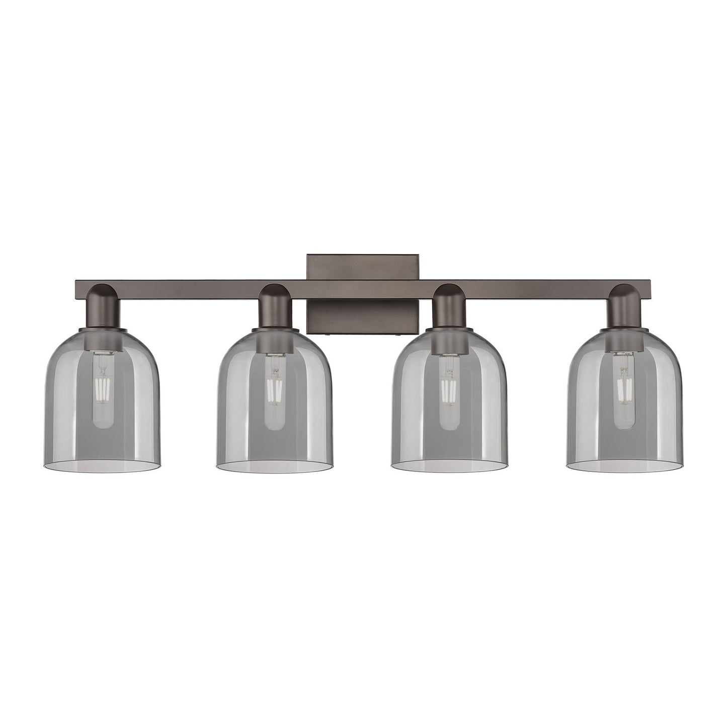 Innovations Bella 33in 4-Light Bath Vanity Light | Industrial Oil Rubbed Bronze and Light Smoke Glass | Bathroom Vanity | Model 716-4W-OB-G558-6SM