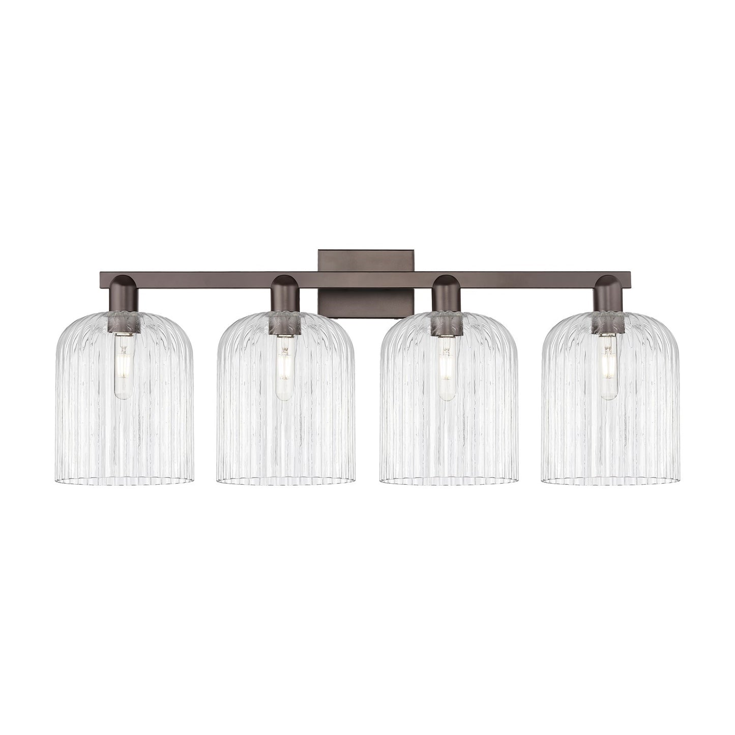 Innovations Bridal Veil 35in 4-Light Bath Vanity | Industrial Oil Rubbed Bronze Steel and Clear Ribbed Glass | Entryway & | Model 716-4W-OB-G559-8CL