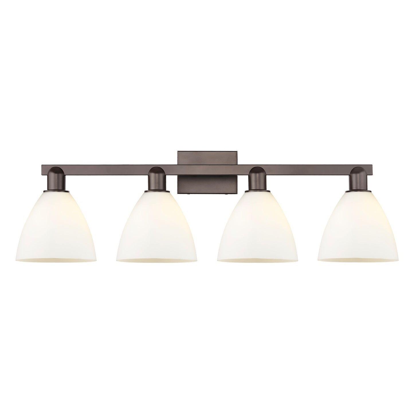 Innovations Bristol 34.5in 4-Light Bath Vanity | Industrial Oil Rubbed Bronze Steel and Matte White Glass | Bathroom Vanity & | Model 716-4W-OB-GBD-751