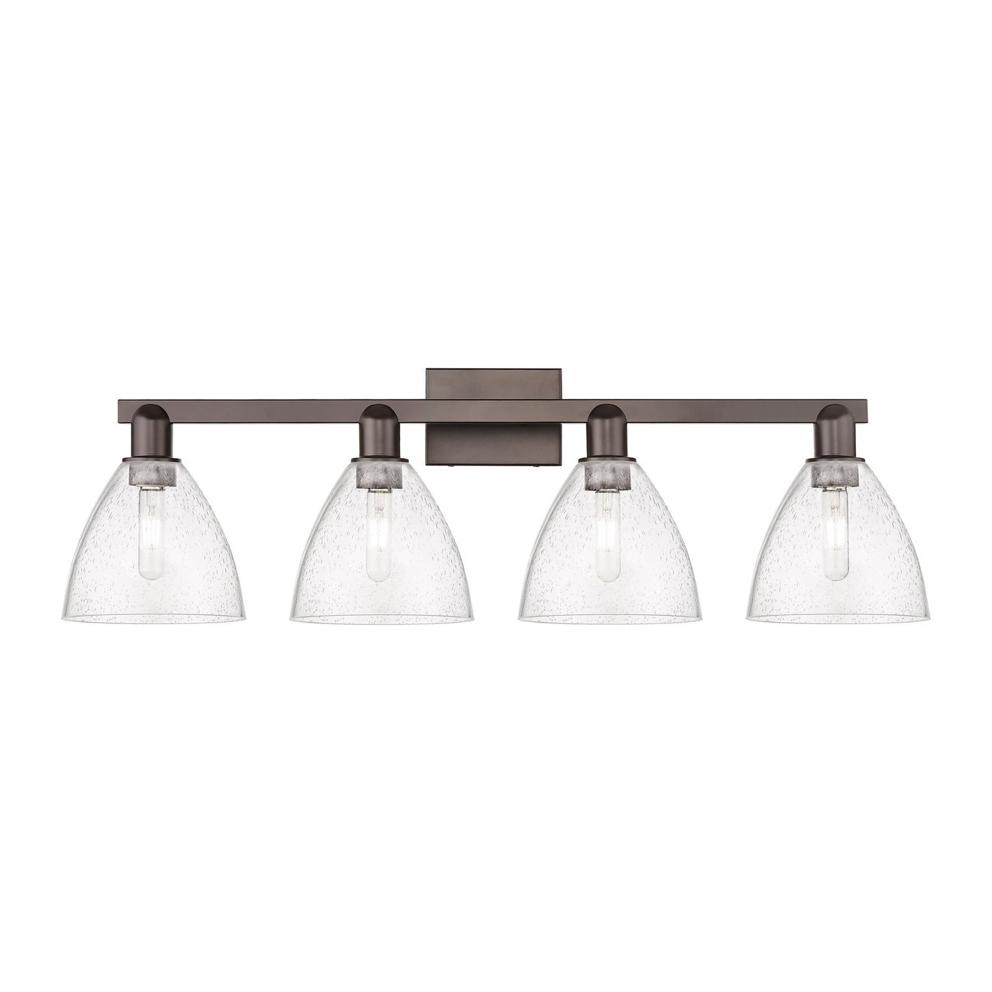 Innovations Bristol 35in 4-Light Bath Vanity | Industrial Oil Rubbed Bronze Steel and Seedy Glass | Bathroom Vanity | Model 716-4W-OB-GBD-754