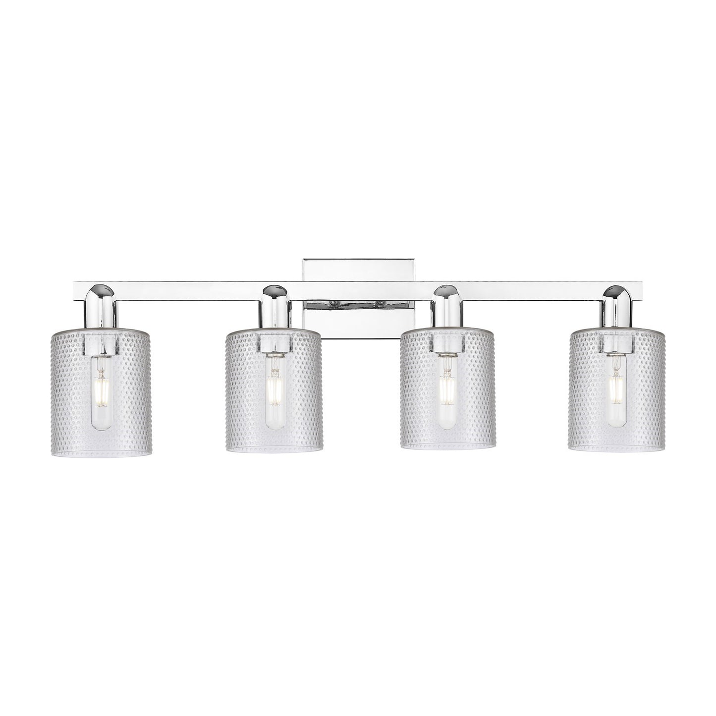 Innovations Cobbleskill 32in 4-Light Bath Vanity Light | Industrial Polished Chrome and Clear Glass | Bathroom Vanity & Powder Room | Model 716-4W-PC-G112