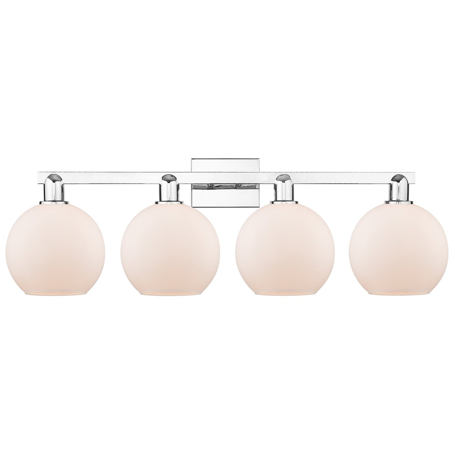 Innovations Athens 35in 4-Light Bath Vanity Light | Industrial Modern Polished Chrome and Matte White Glass | Bathroom Vanity & | Model 716-4W-PC-G121-8