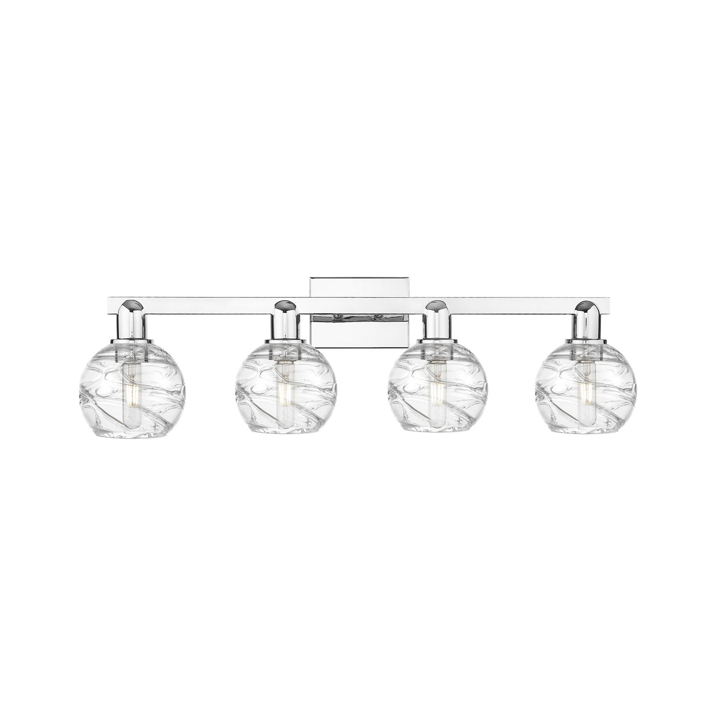 Innovations Athens Deco Swirl 36in 4-Light Bath Vanity Light | Industrial Polished Chrome Steel and Clear Glass | Bathroom | Model 716-4W-PC-G1213-6CL