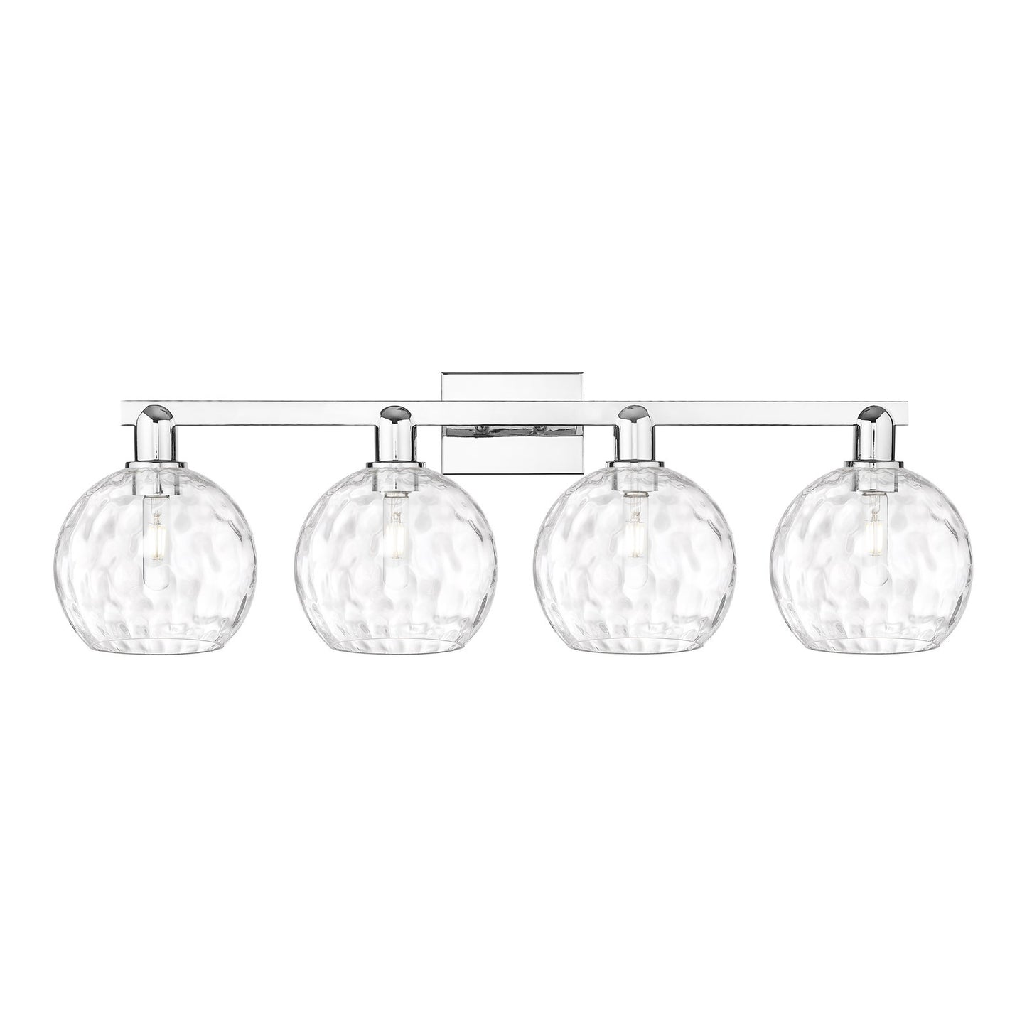 Innovations Athens 35in 4-Light Bath Vanity Light | Industrial Polished Chrome and Clear Water Glass | Bathroom Vanity | Model 716-4W-PC-G1215-8