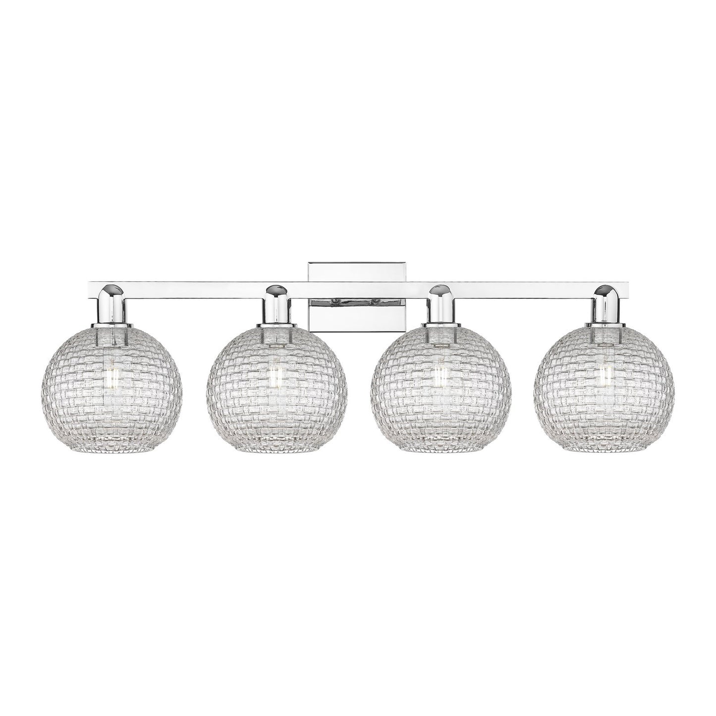 Innovations Athens 35in 4-Light Bath Vanity | Industrial Modern Polished Chrome and Clear Basket Weave Glass | Bathroom Vanity | Model 716-4W-PC-G122C-8CL