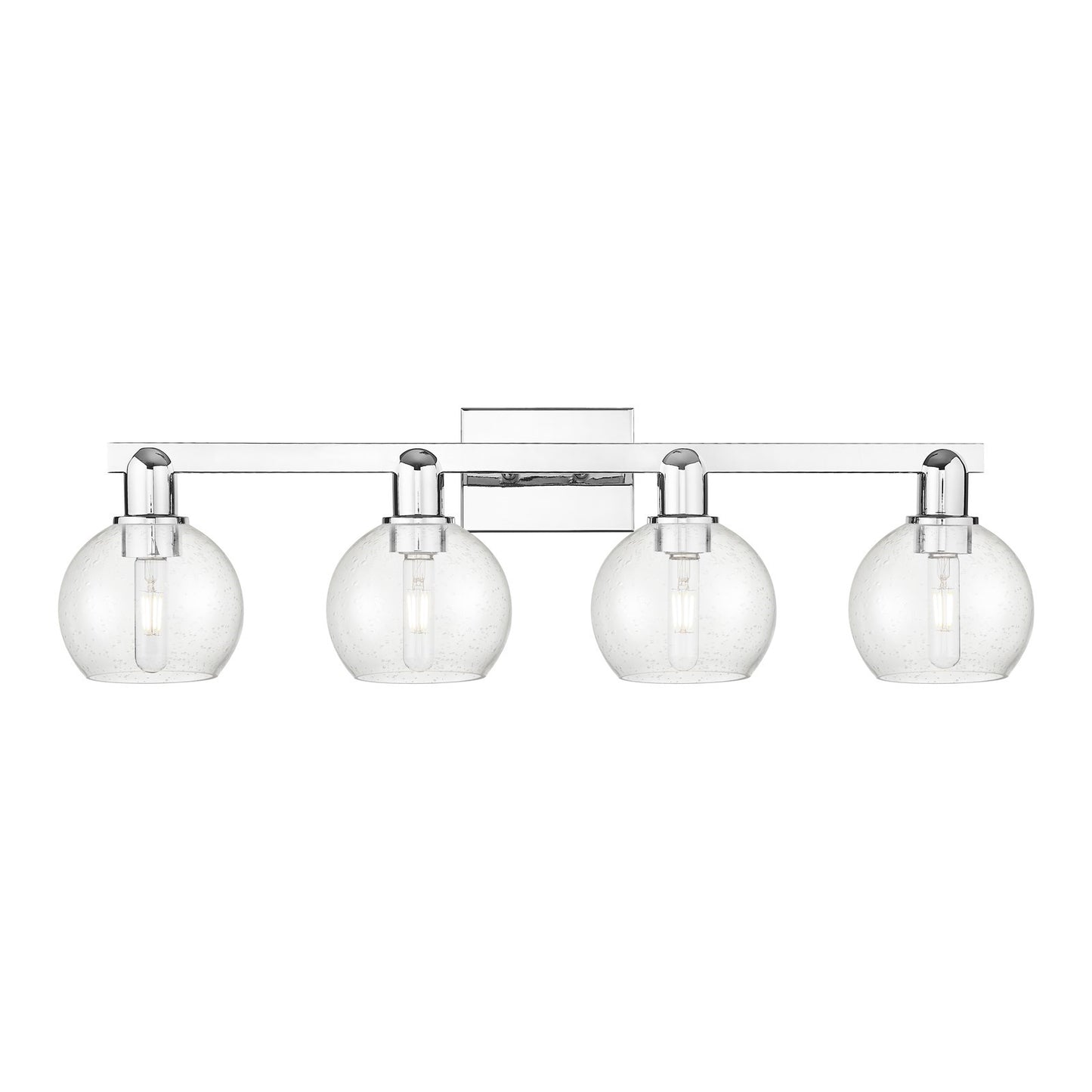 Innovations Athens 33in 4-Light Bath Vanity | Industrial Polished Chrome Steel and Seedy Glass | Bathroom Vanity & Powder Room | Model 716-4W-PC-G124-6
