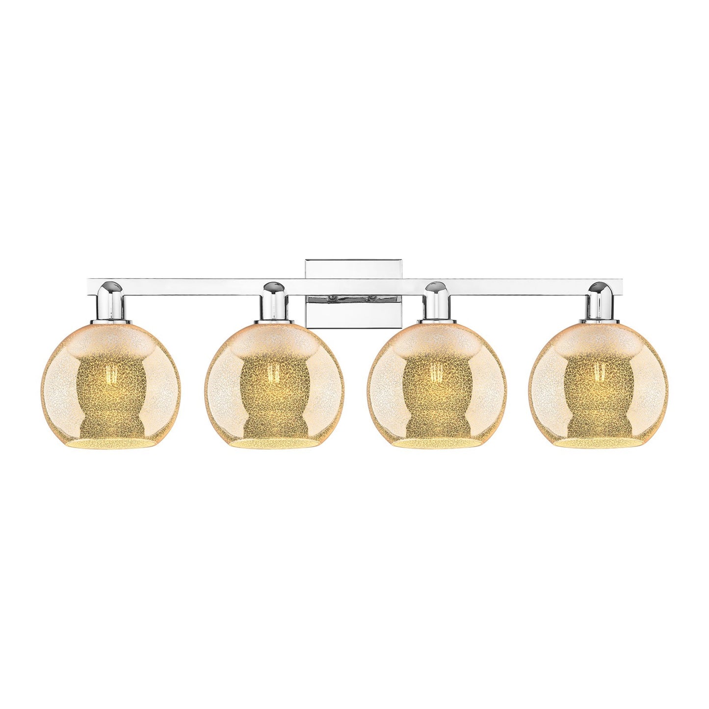 Innovations Athens 35in 4-Light Bath Vanity Light | Industrial Polished Chrome and Mercury Glass | Bathroom Vanity & Powder Room | Model 716-4W-PC-G128-8