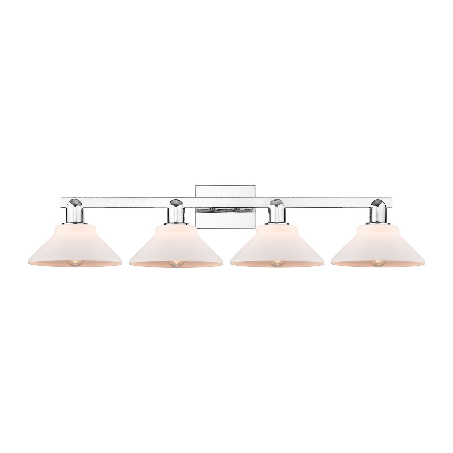 Innovations Orwell 35in 4-Light Bath Vanity Light | Industrial Polished Chrome and Matte White Glass | Bathroom Vanity | Model 716-4W-PC-G131