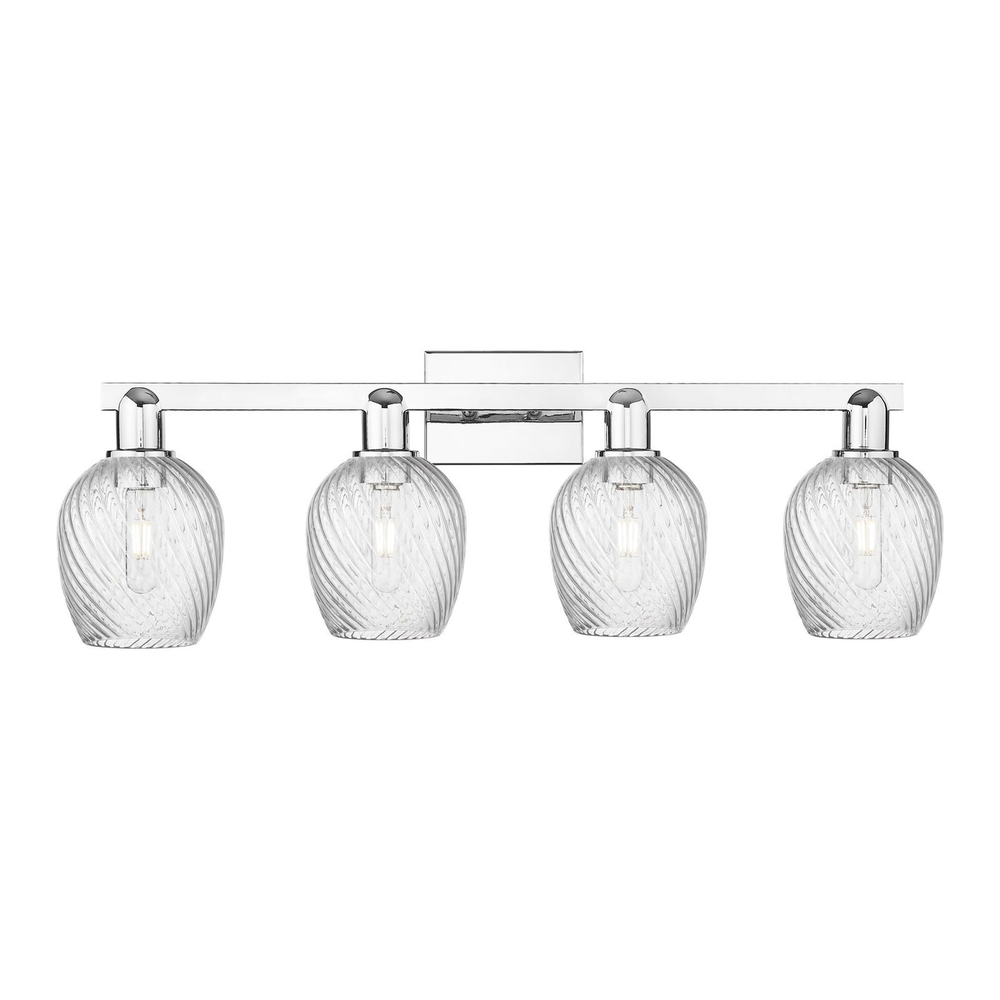 Innovations Salina 33in 4-Light Bath Vanity Light | Industrial Polished Chrome and Clear Spiral Fluted Glass | Bathroom Vanity | Model 716-4W-PC-G292