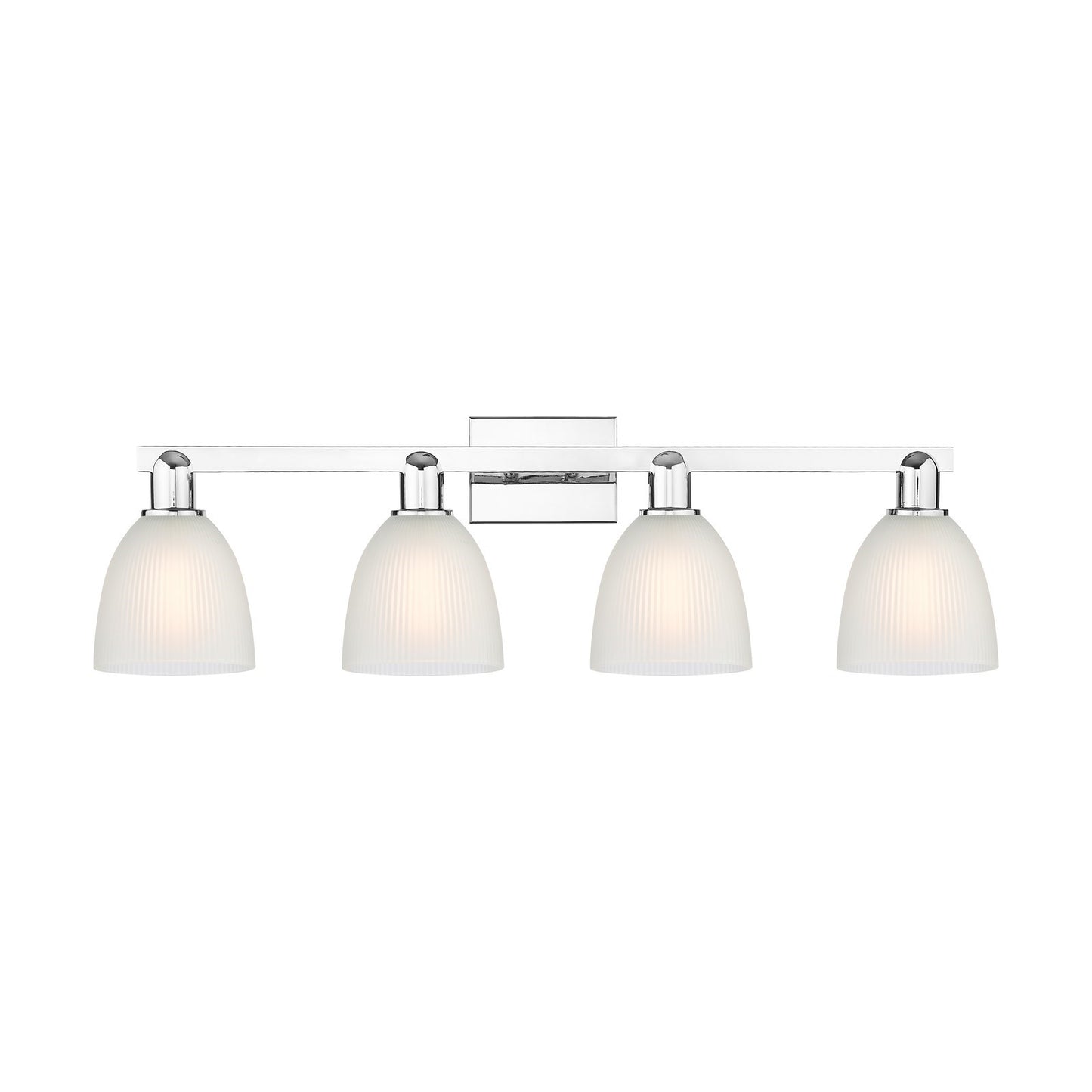 Innovations Castile 33in 4-Light Bath Vanity Light | Industrial Polished Chrome and White Glass | Bathroom Vanity | Model 716-4W-PC-G381