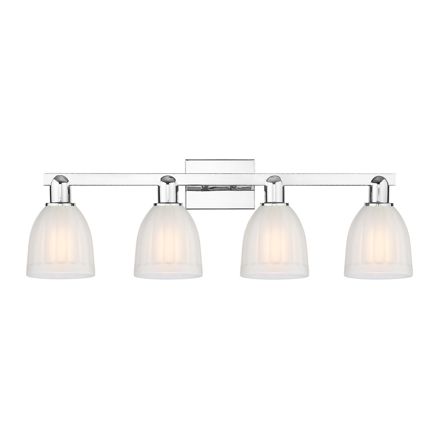 Innovations Brookfield 33in 4-Light Bath Vanity Light | Industrial Polished Chrome and White Ribbed Glass | Bathroom Vanity | Model 716-4W-PC-G441
